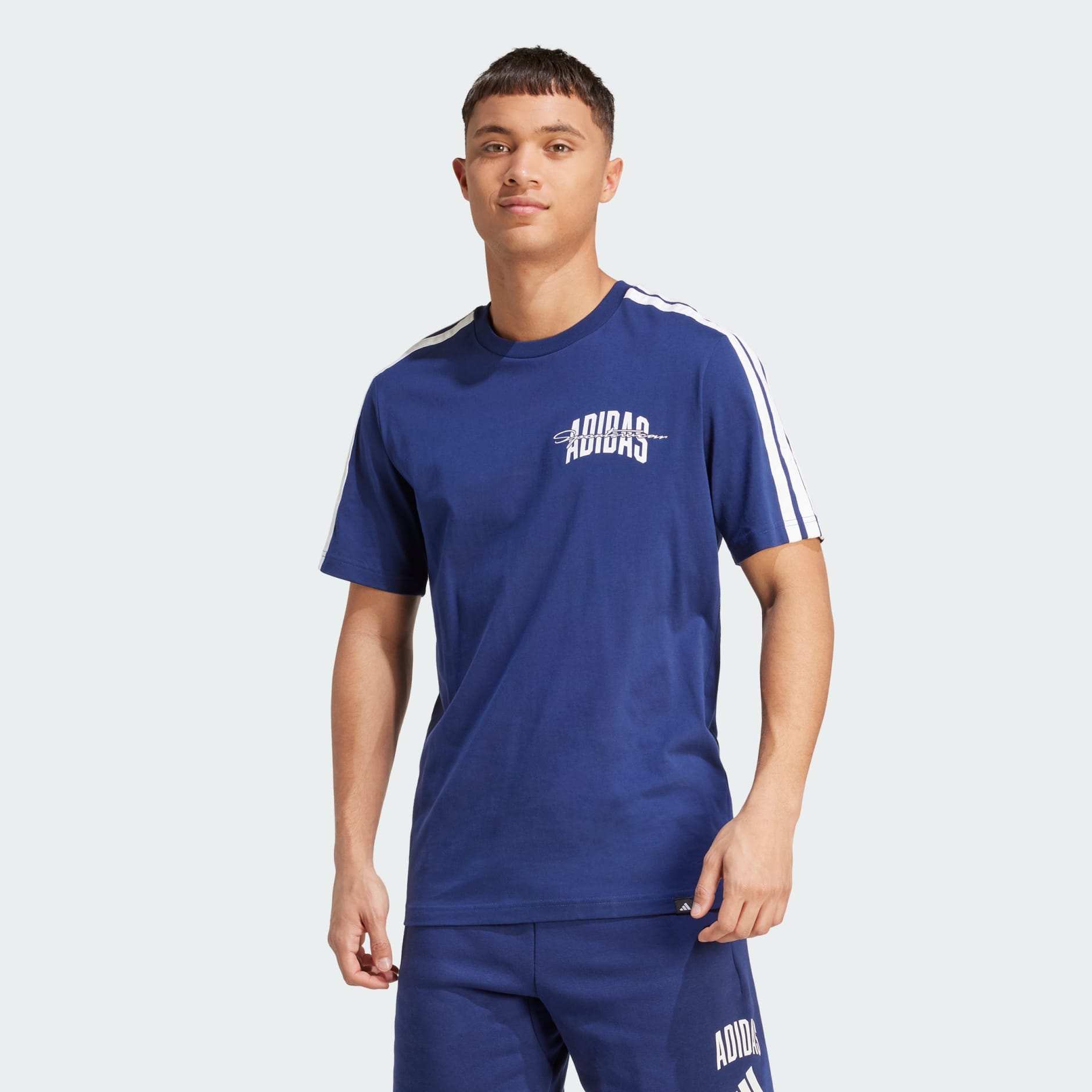 adidas Collegiate Script Graphic Tee - Blue | adidas UAE