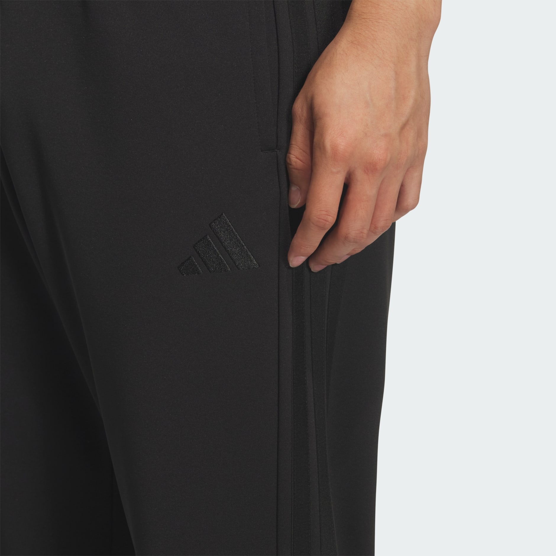 三間標準剪裁雙面針織開衩褲腳運動長褲