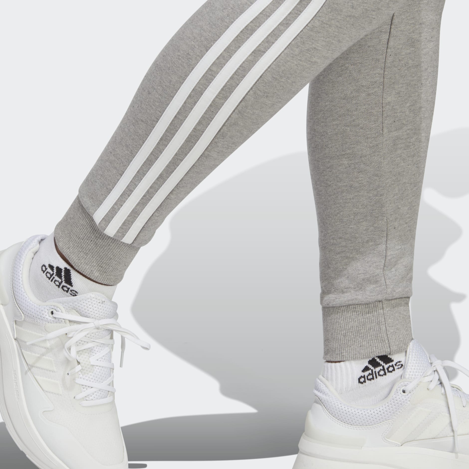 adidas Essentials 3-Stripes French Terry Cuffed Pants - Black
