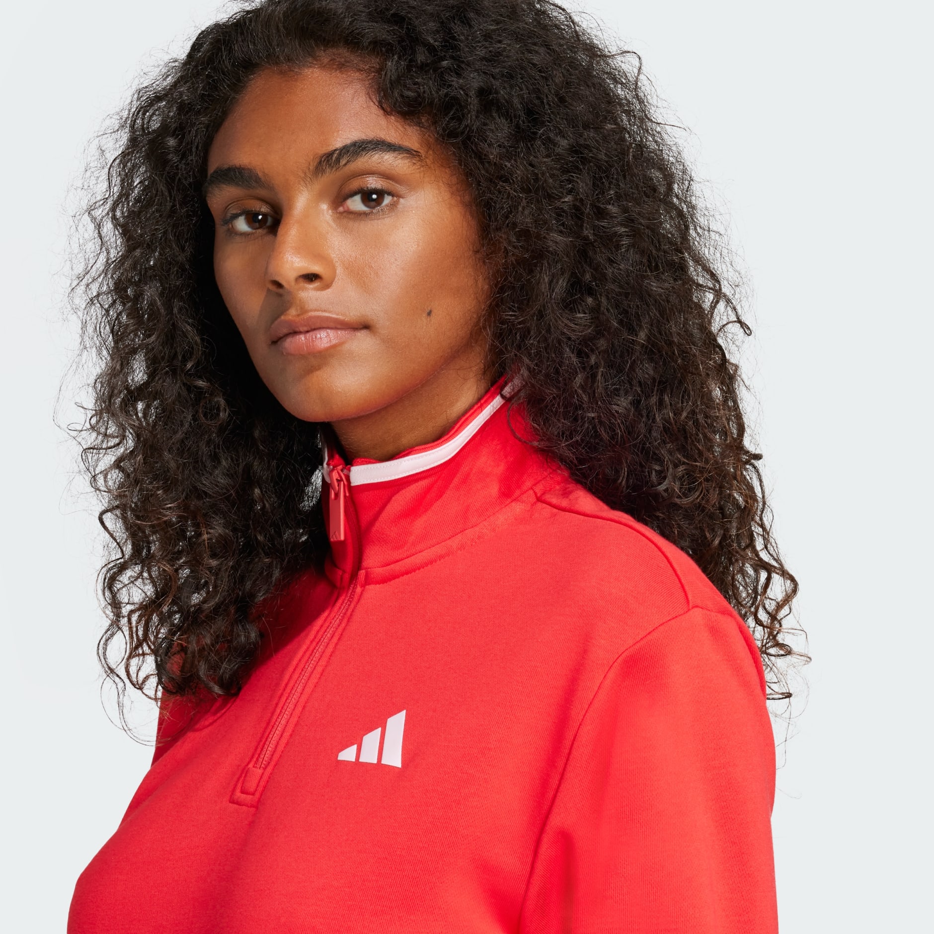 Jachetă sport Essentials din material flaușat, cu fermoar 1/4 și tușe de culoare