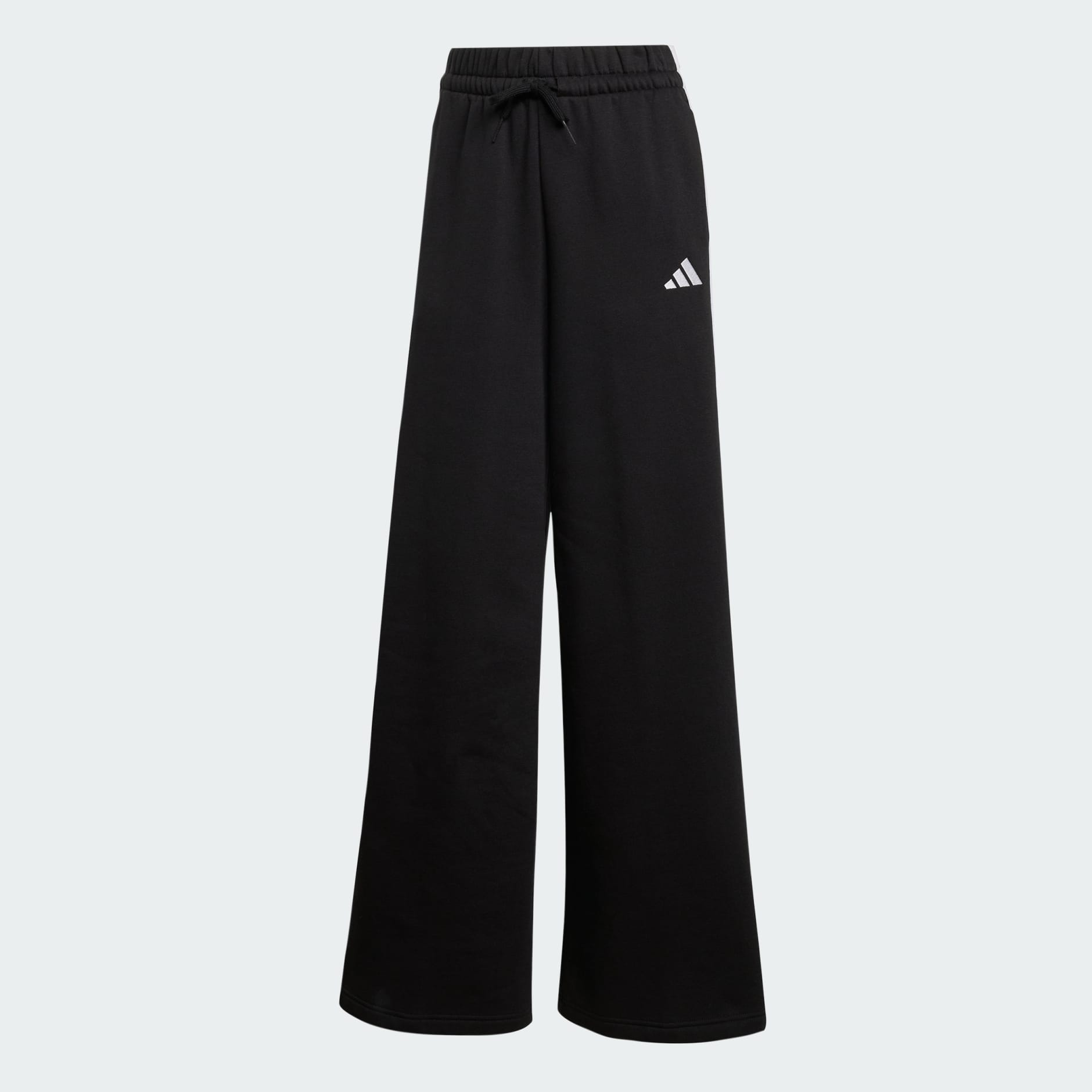 Pantaloni adidas largi din polar cu 3 dungi