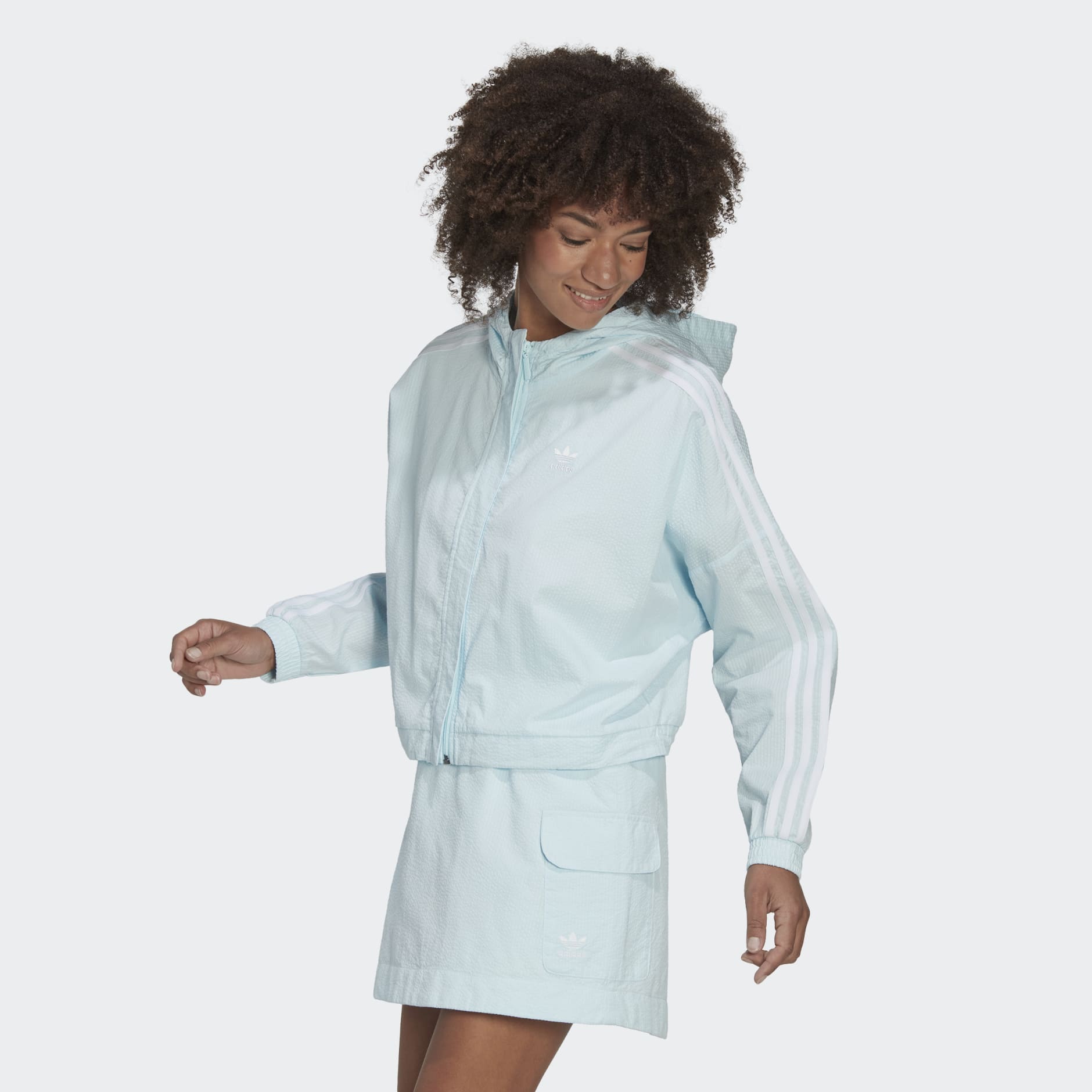Clothing - Adicolor Classics Poplin Hooded Track Jacket - Blue | adidas ...