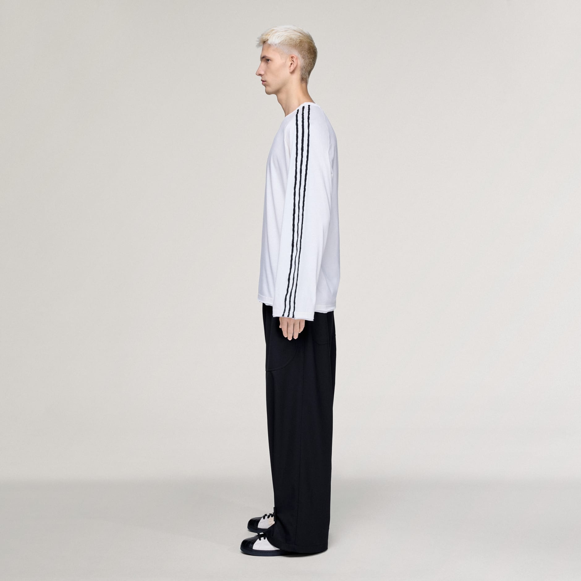 MAJICA DUGIH RUKAVA NEOBRAĐENIH RUBOVA Y-3 3 STRIPES