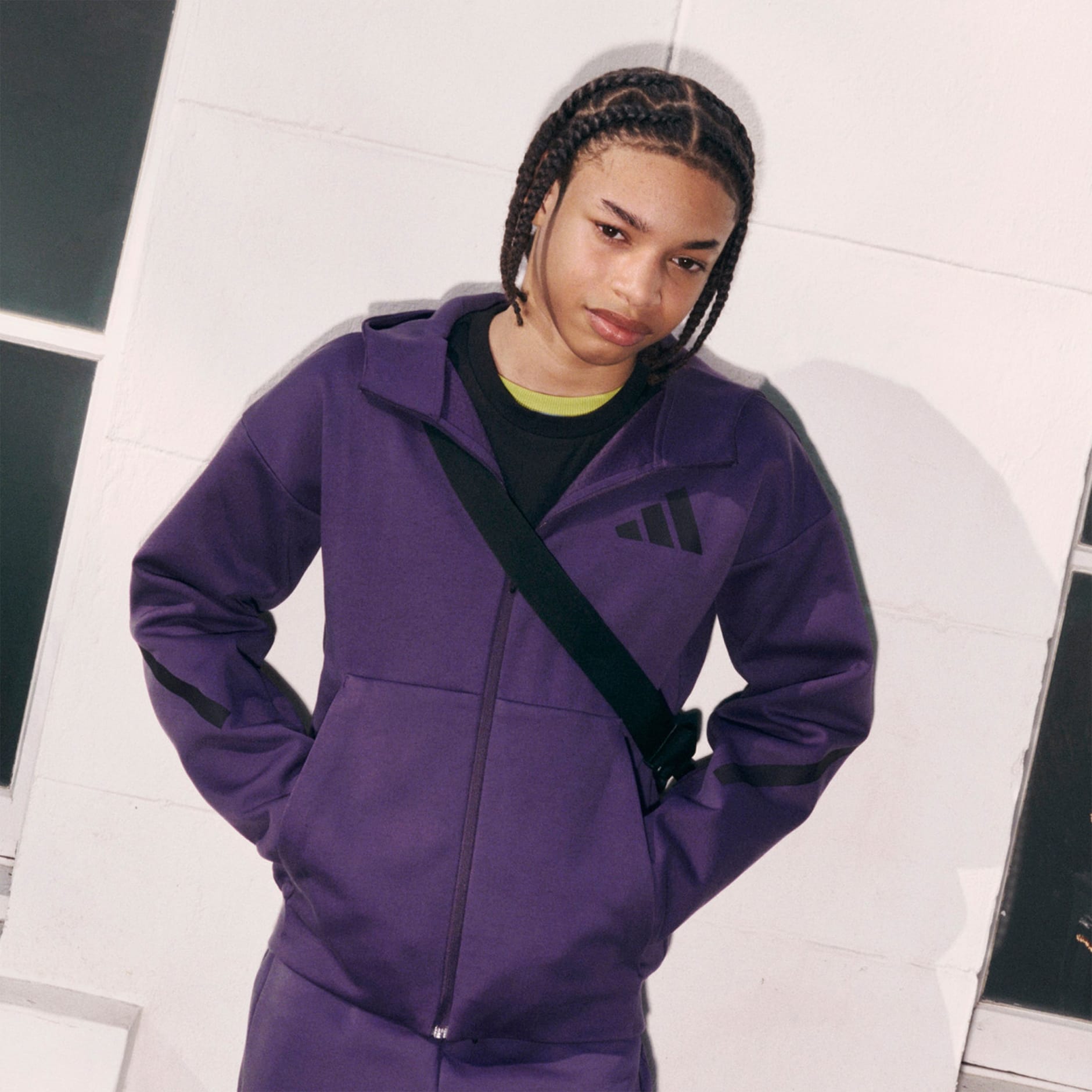adidas adidas Z.N.E. Full-Zip Hooded Track Jacket - Purple