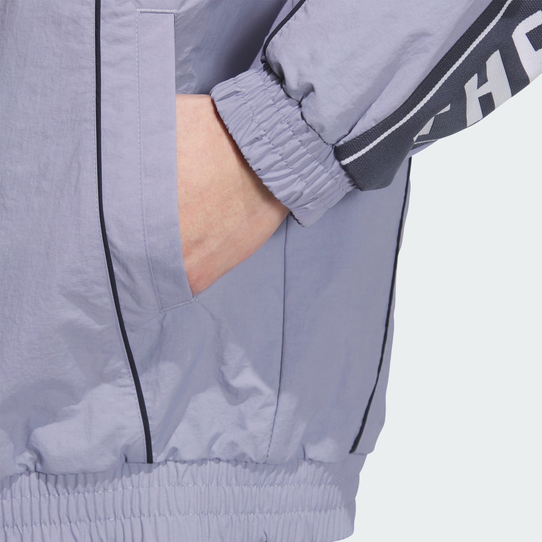 Wording Loose Fit Wrinkled Nylon Woven Brushed Tricot Lined Jacket (Gender Neutral)