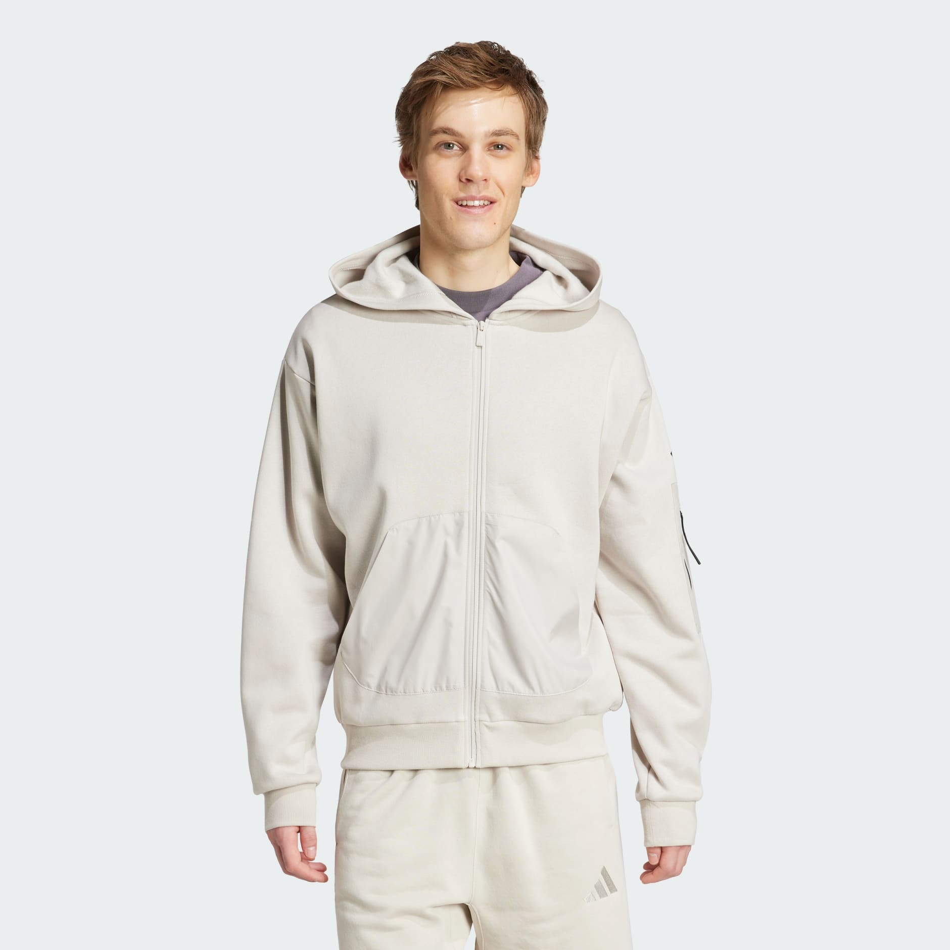 adidas City Escape Fleece Full-Zip Hoodie - Beige | adidas LK