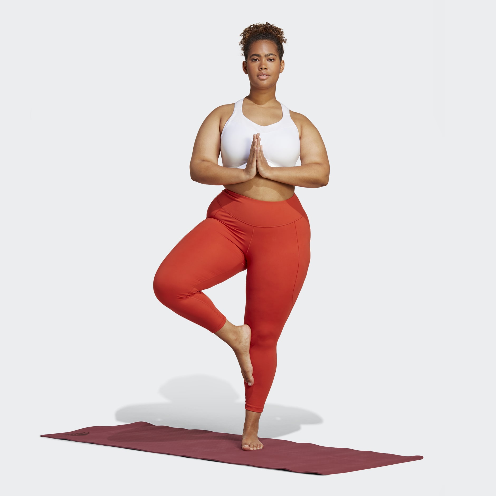 Women's Clothing - adidas Yoga Studio 7/8 Leggings (Plus Size) - Red