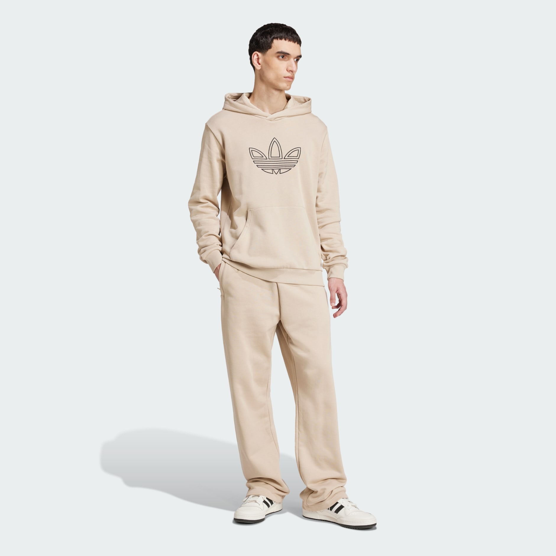 adidas Outlined Trefoil Hoodie Beige adidas UAE