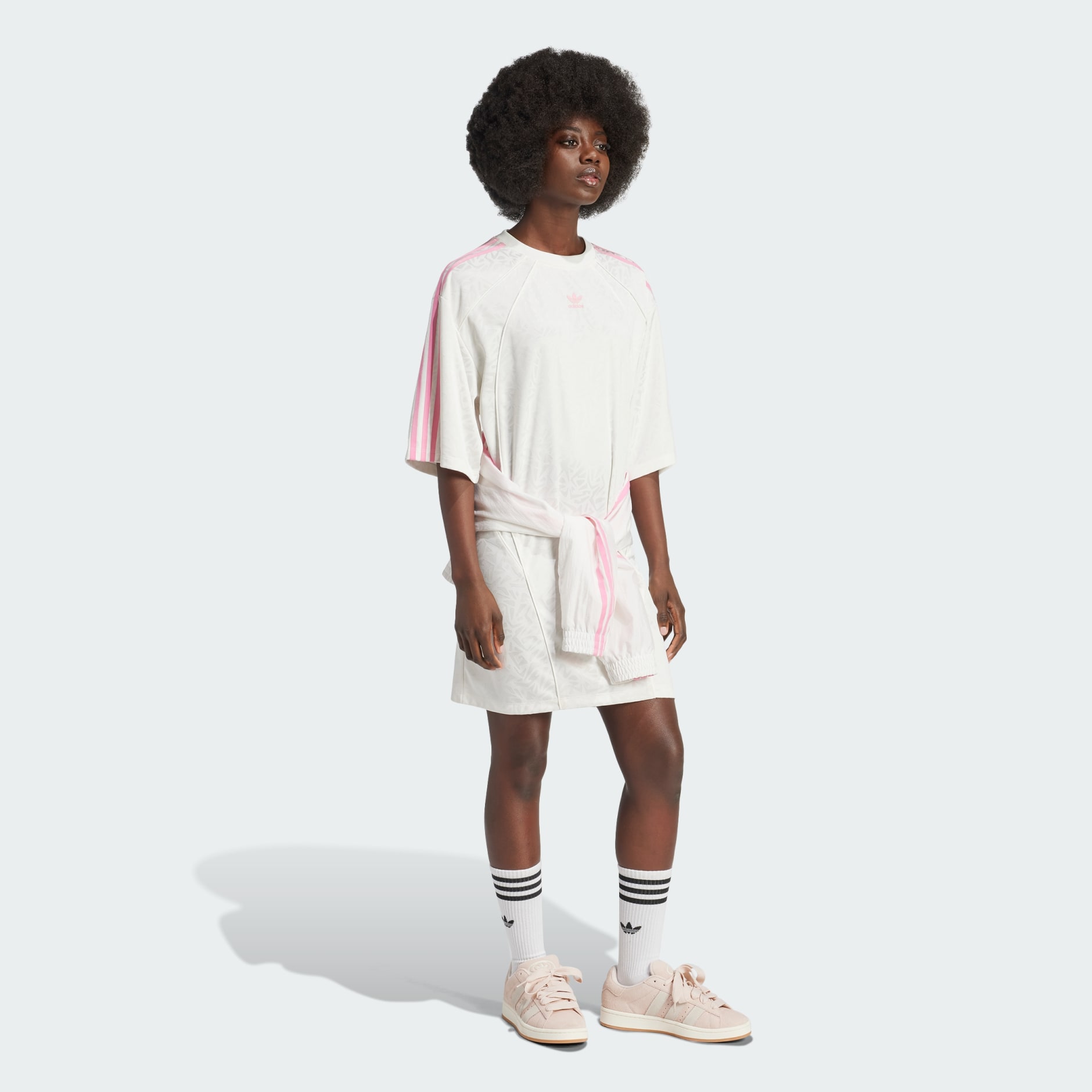 adidas Oversized Tricot Tee Dress White adidas UAE