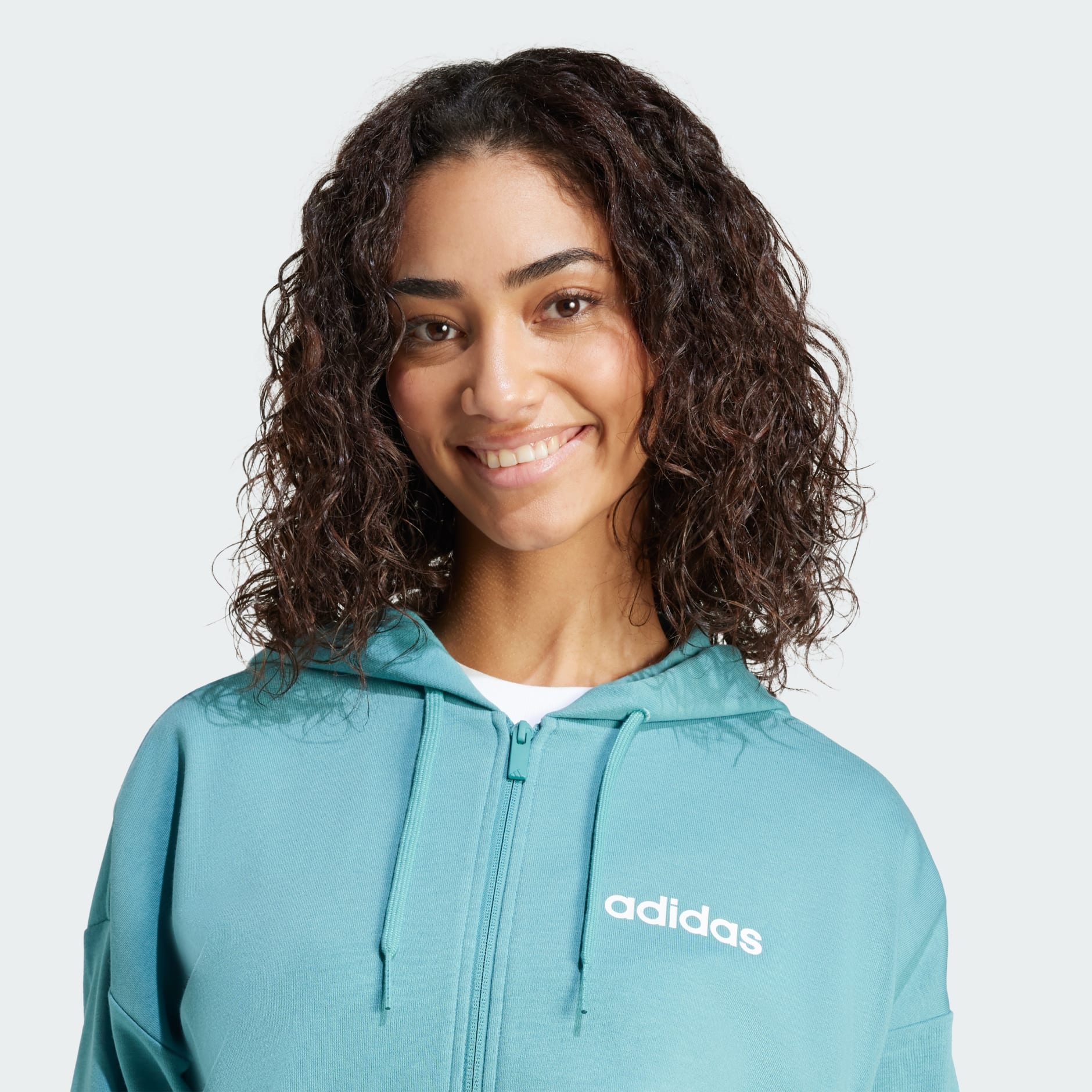 Hanorac flaușat Essentials cu fermoar lung și linii simple