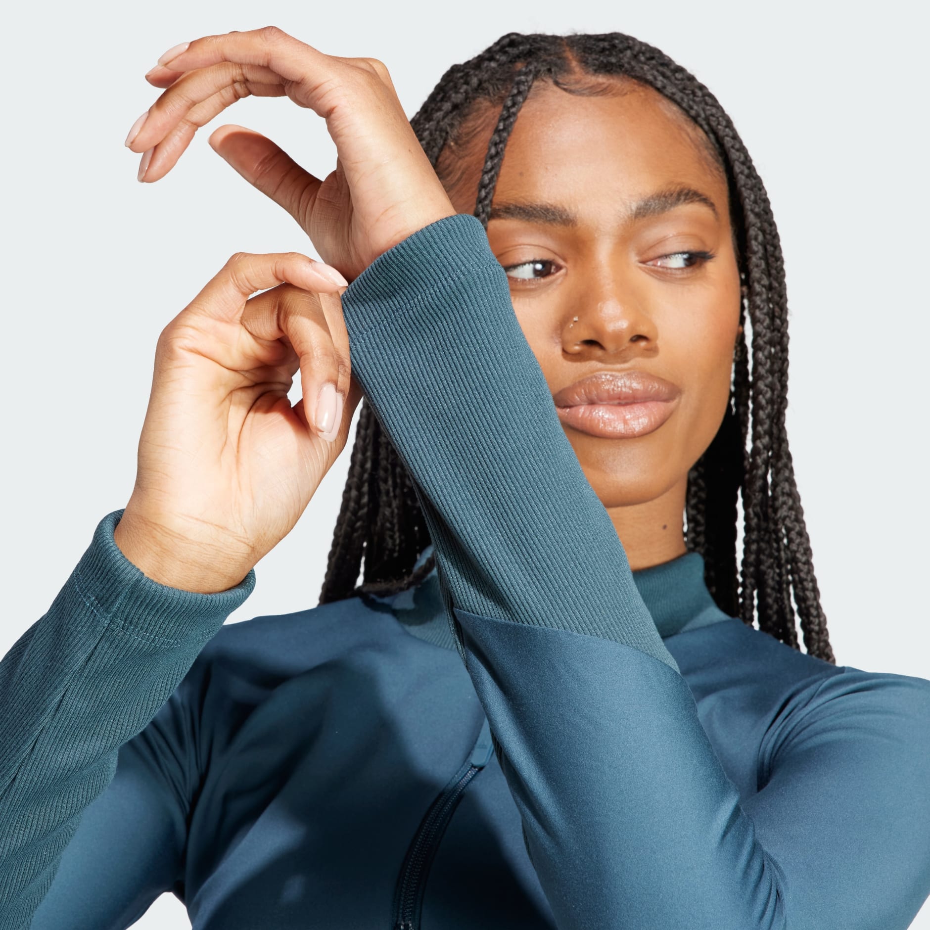 Women's Clothing - adidas Z.N.E. Long Sleeve Tee - Turquoise 
