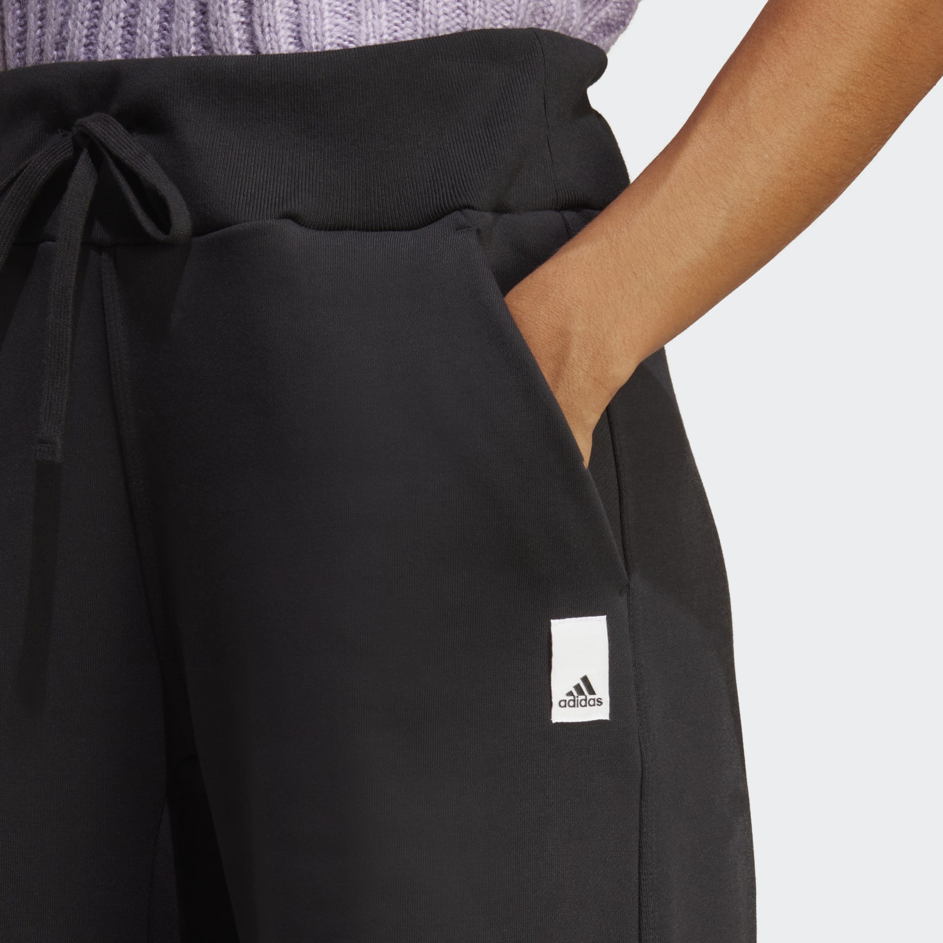 Clothing - Lounge Fleece Wide Pants - Black | adidas South Africa