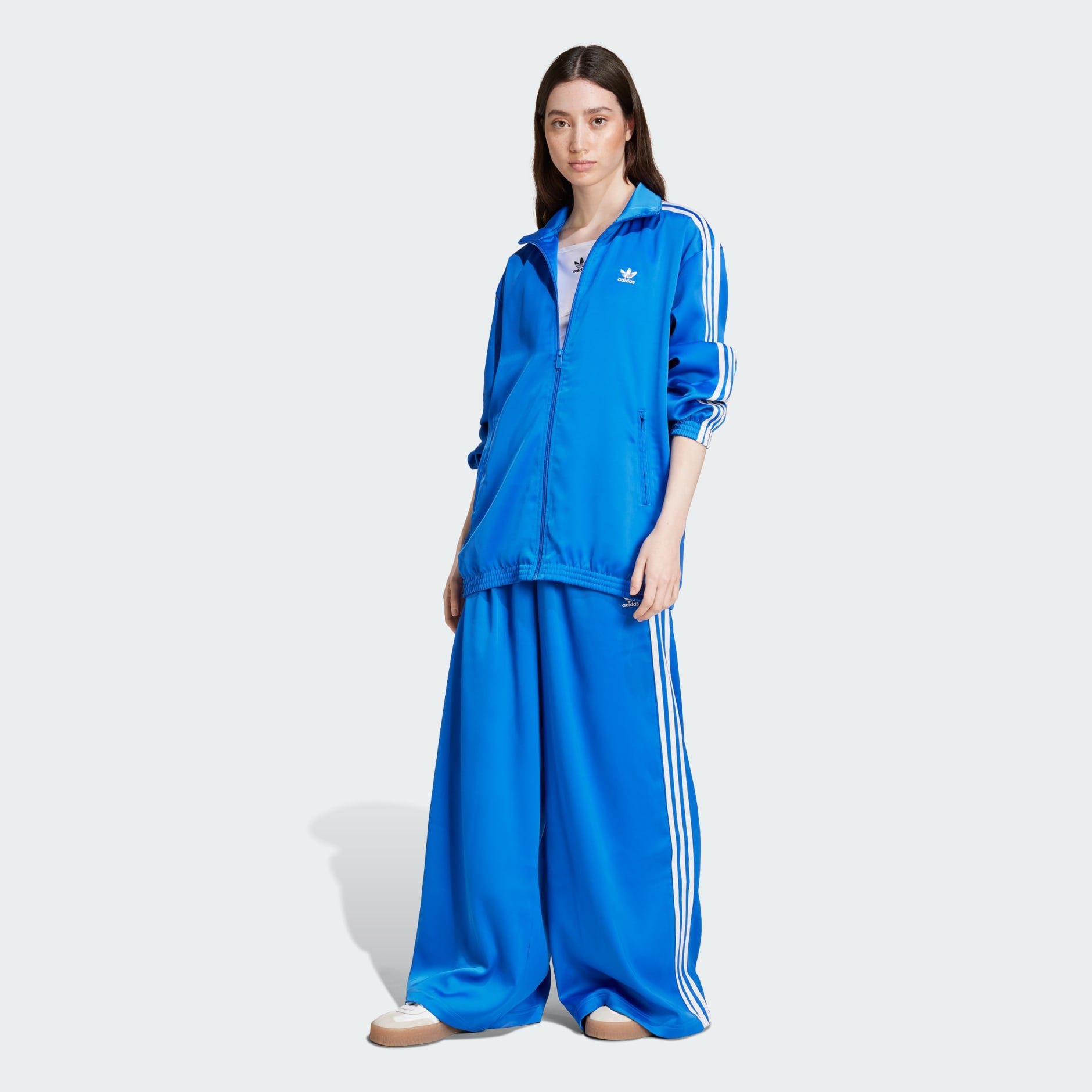 Blue shops satin tracksuit