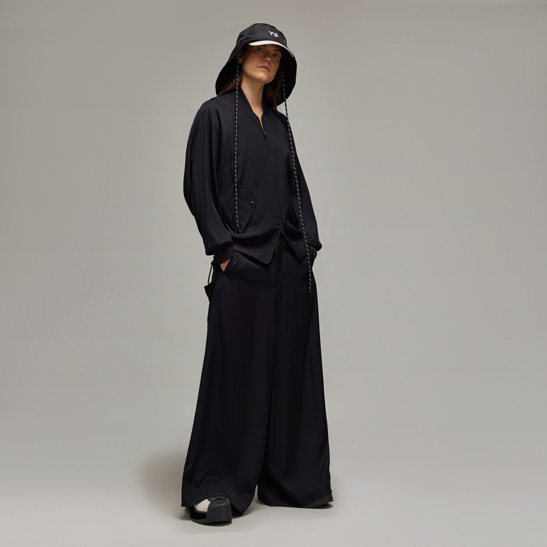 Y-3 Rayon Twill Wide Pants - Black | adidas Hong Kong