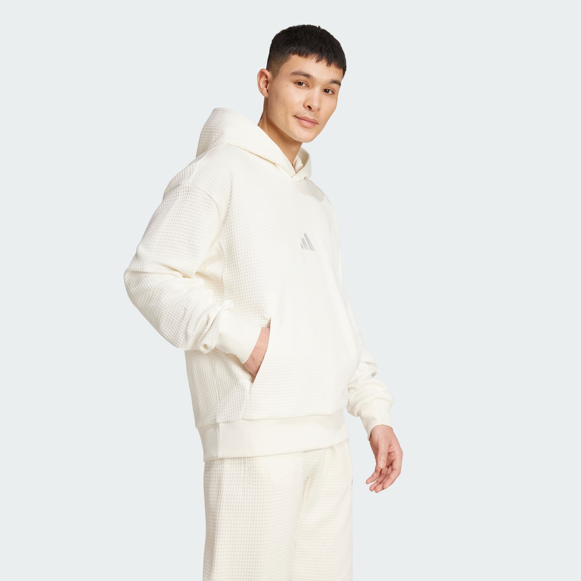 Clothing - ALL SZN Waffle Knit Hoodie - White | adidas Oman