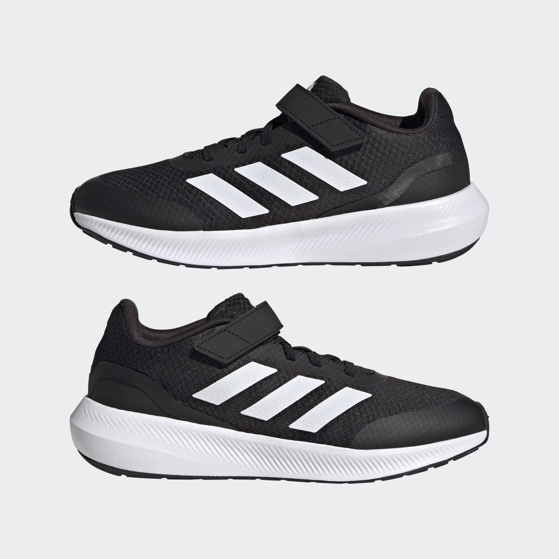 Shoes | adidas - Kids Lace - Qatar Black Strap Shoes RunFalcon 3.0 Elastic Top