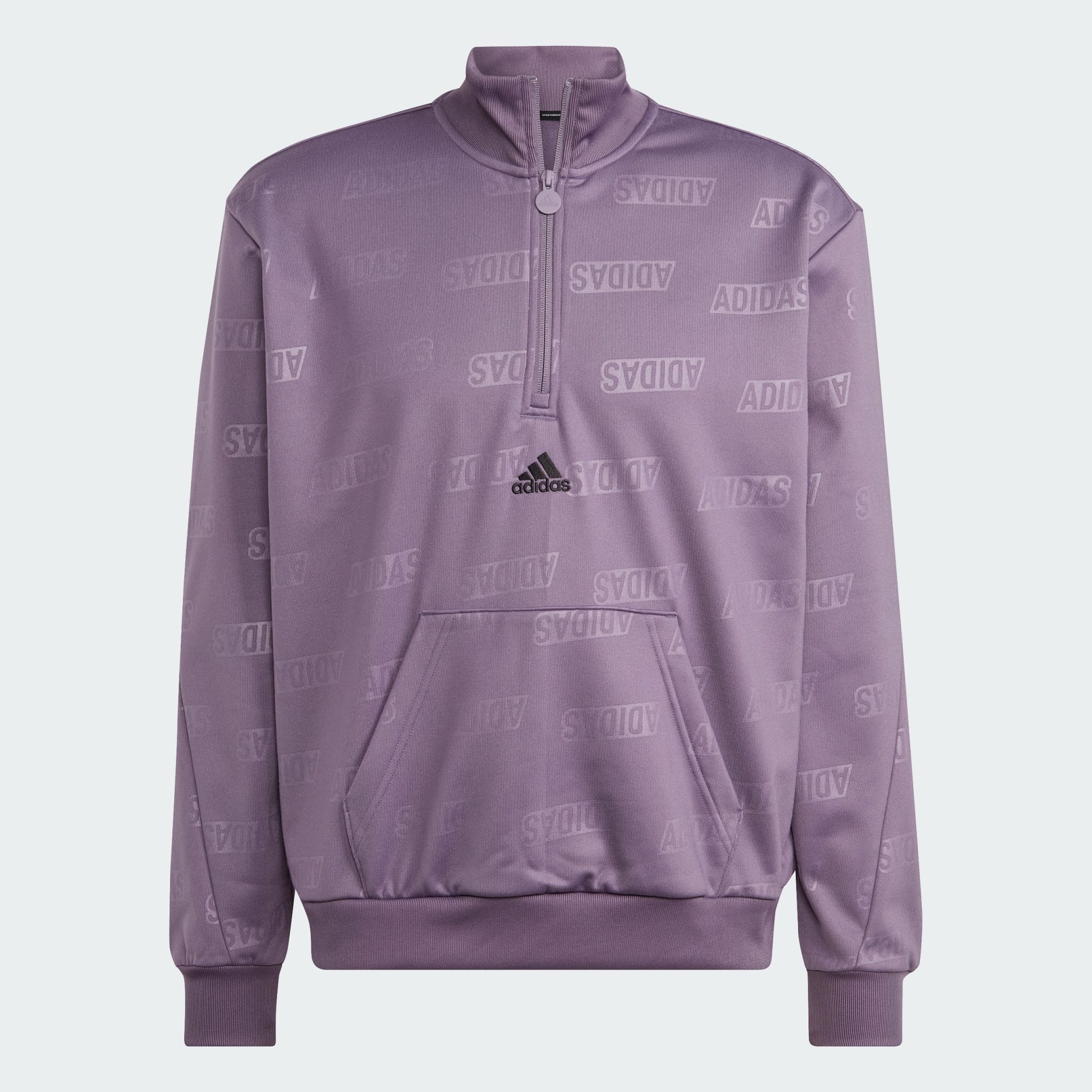 Sweatshirts - Embossed Quarter-Zip Sweatshirt - Purple | adidas Oman