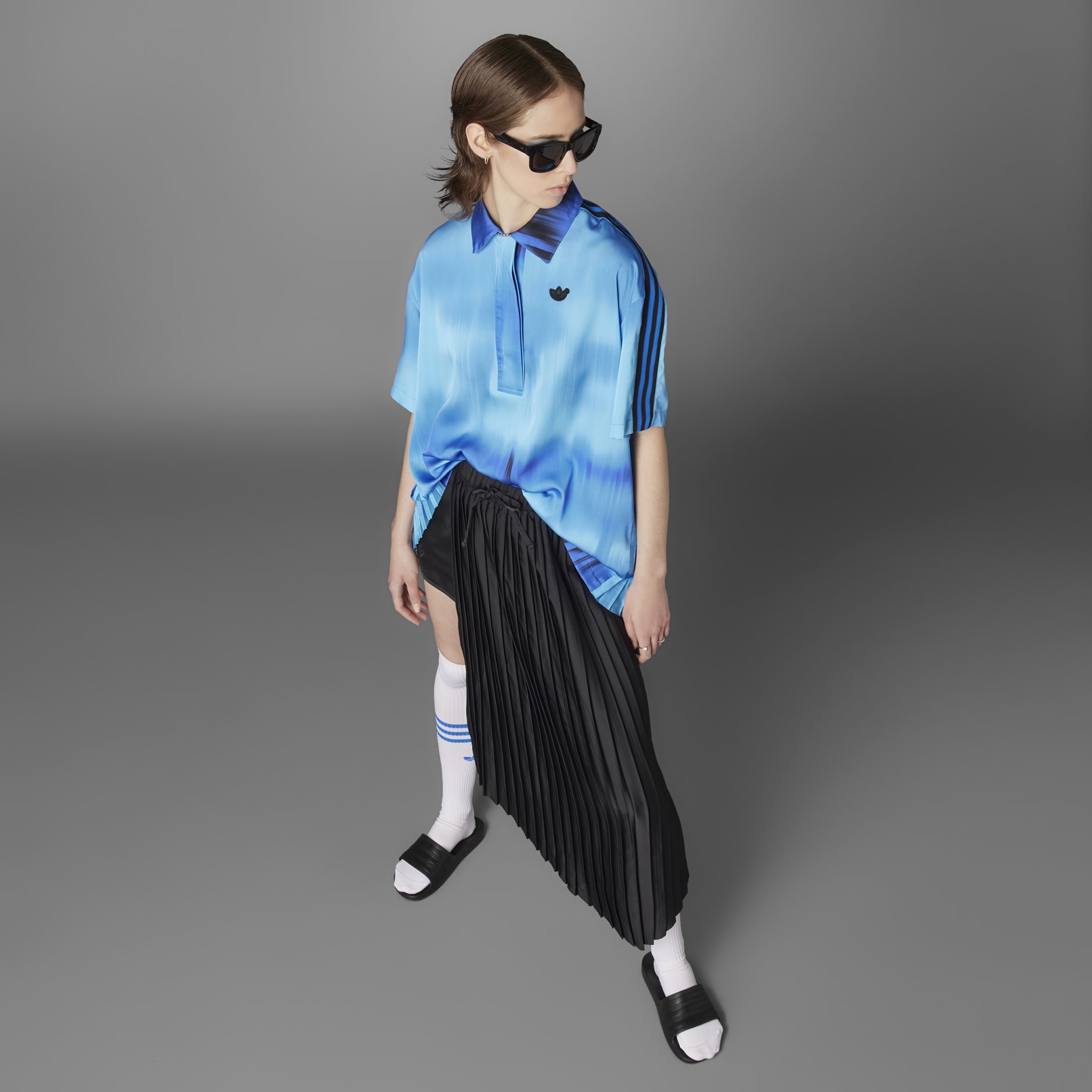 Blue Version Pleated Polo Shirt