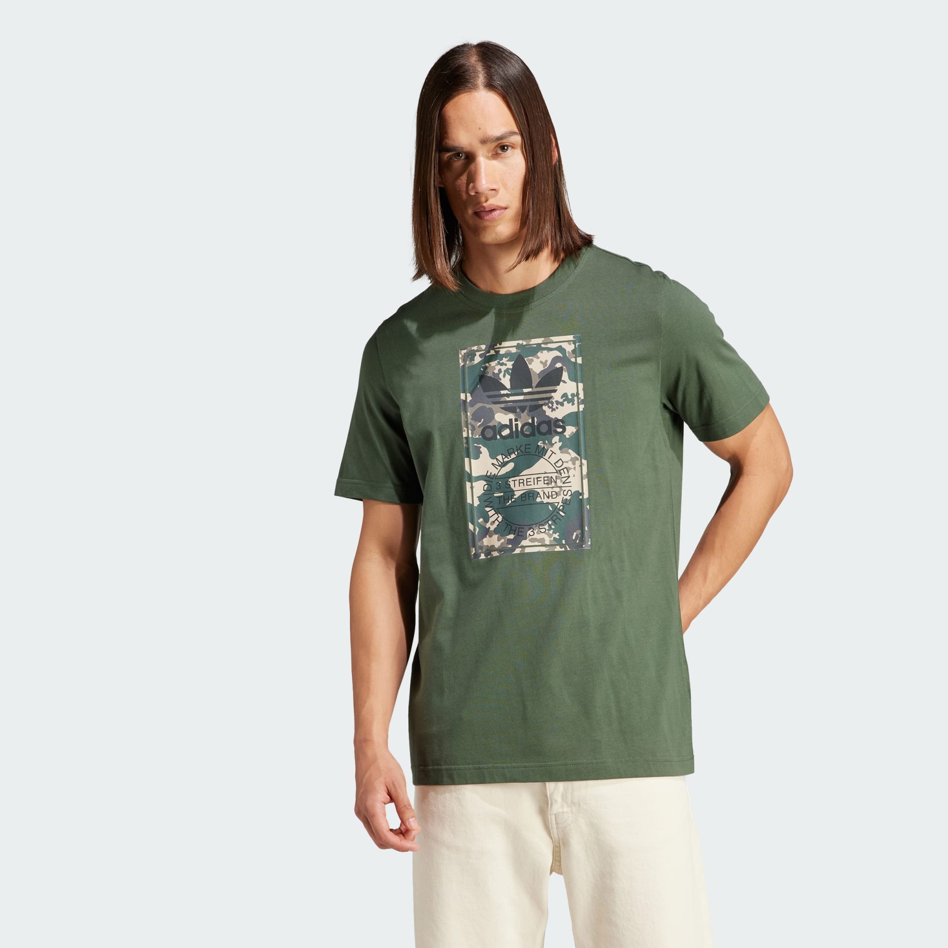 Men\'s Clothing - Graphics Label Oman Tee - | Tongue Camo Green adidas