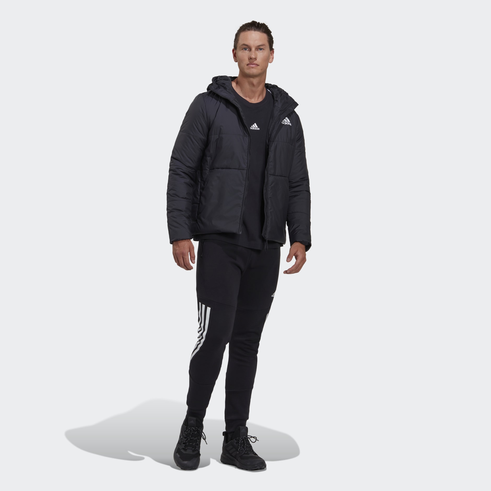 Clothing - BSC 3-Stripes Hooded Insulated Jacket - Black | adidas South ...