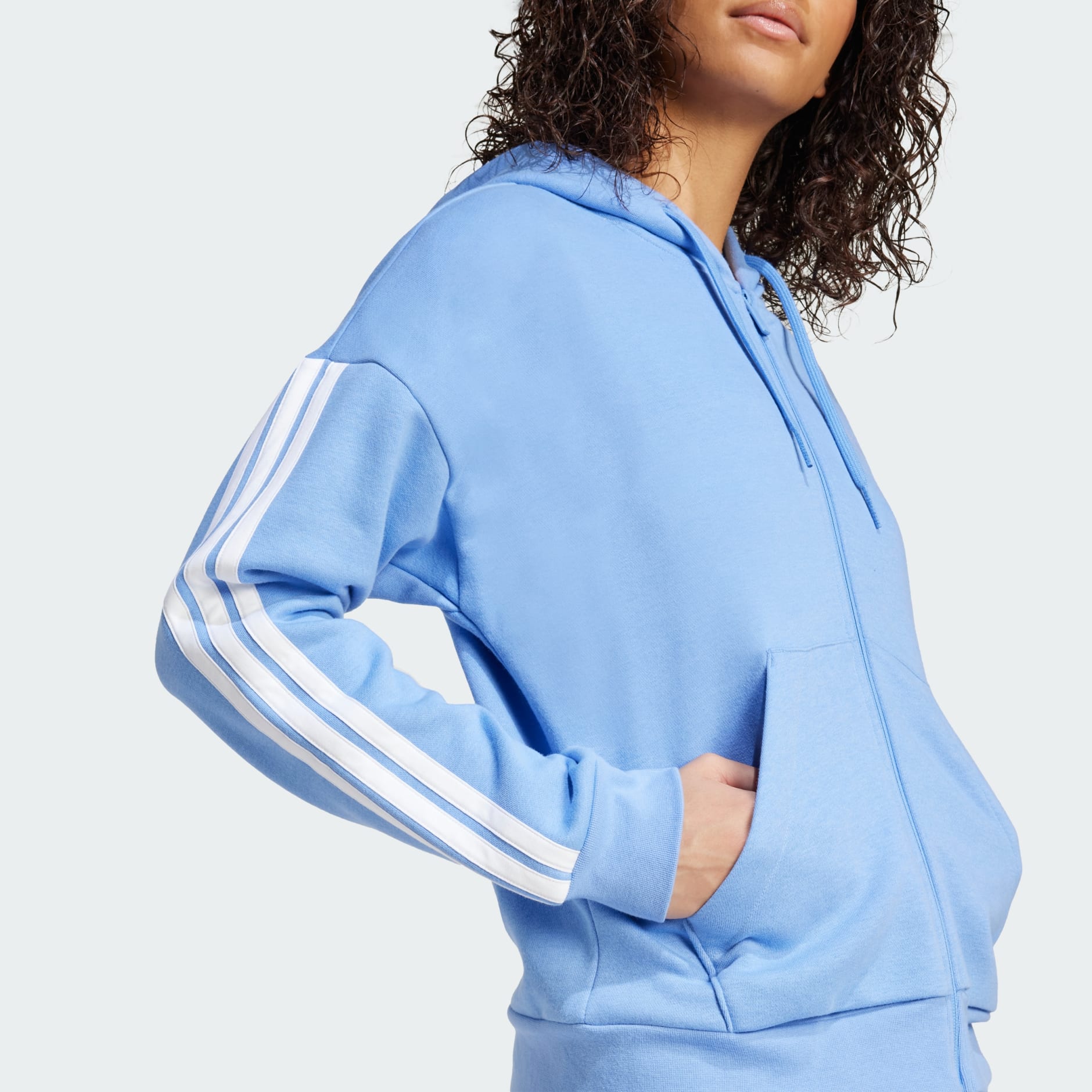 Majica s kapuljačom Essentials 3-Stripes Full-Zip Fleece