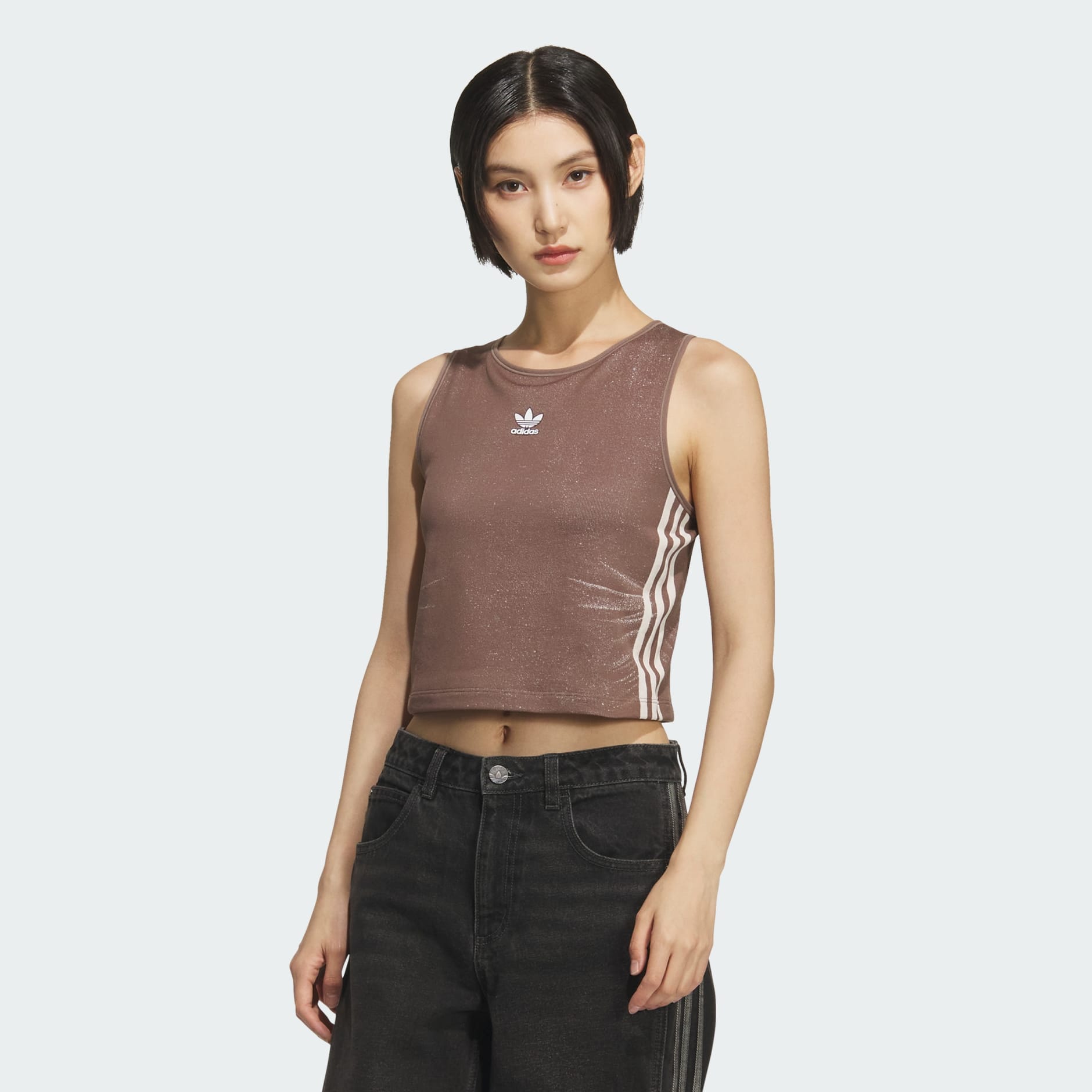 Fake Denim Padded Tank Top - Brown | adidas Hong Kong