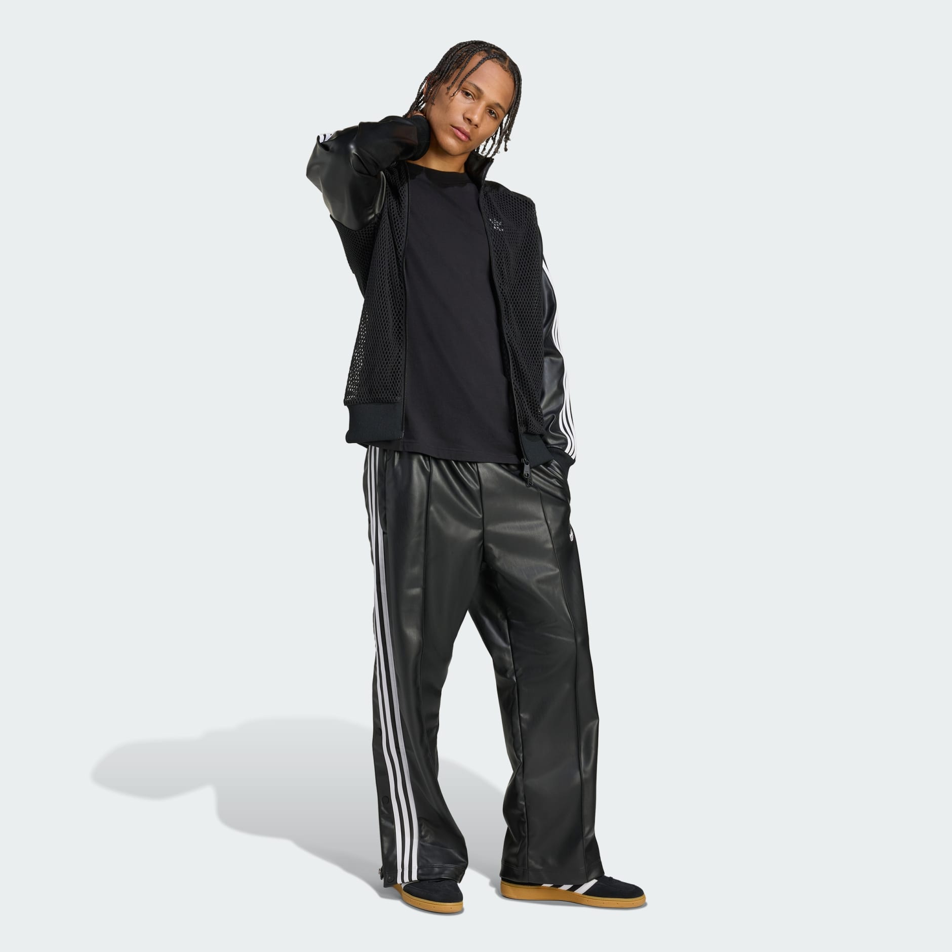 Clothing - adidas x Jeremy Scott Faux Leather Wide Pants - Black