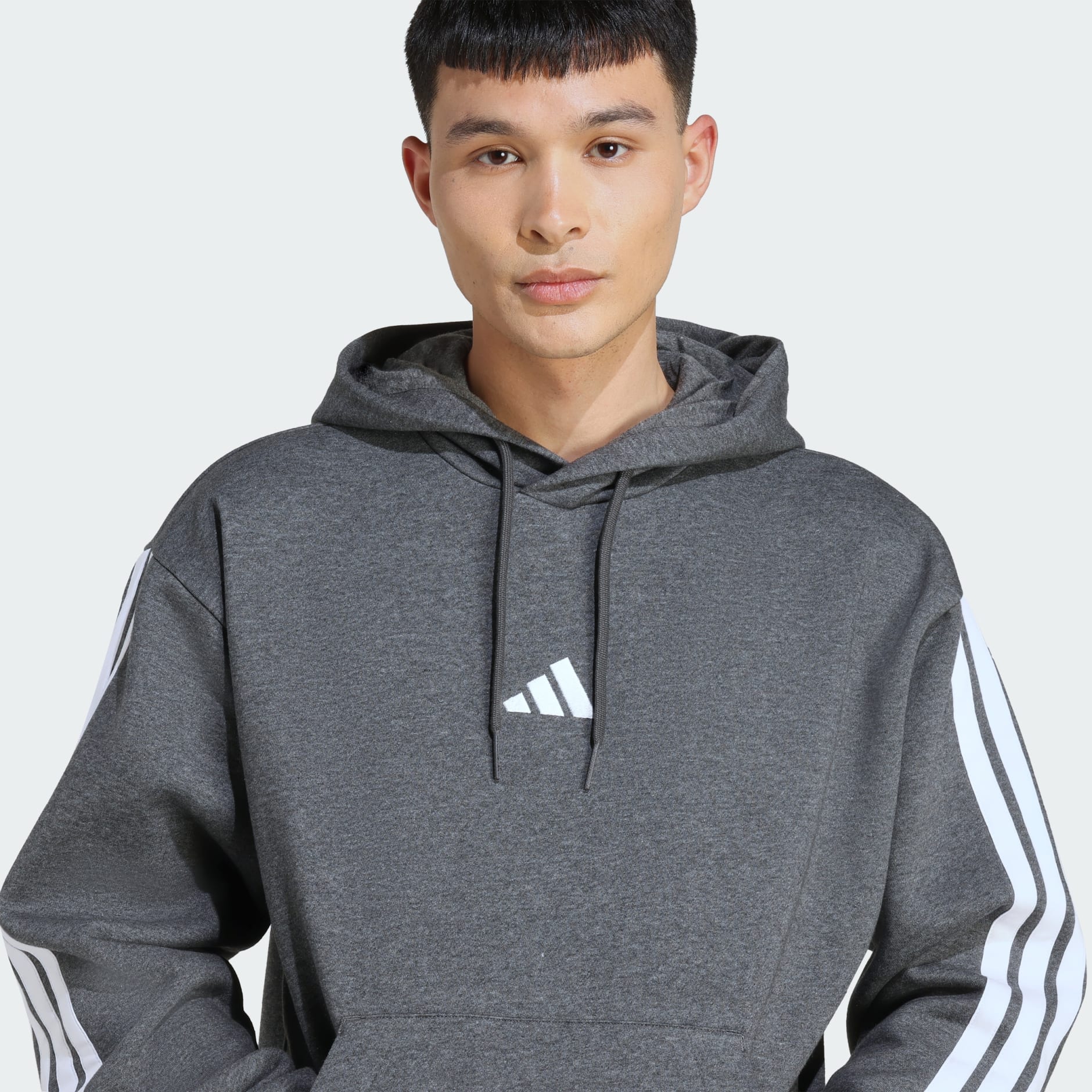 Hanorac Essentials din l&acirc;nă fleece cu 3 dungi