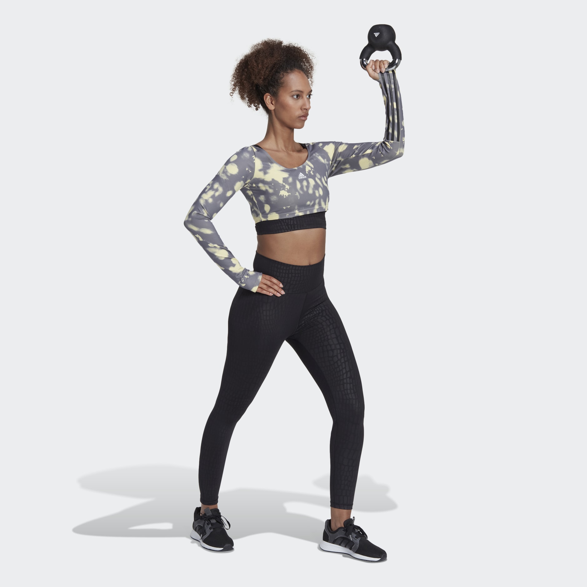 Hyperglam Cut 3-Stripes Long Sleeve Crop Top