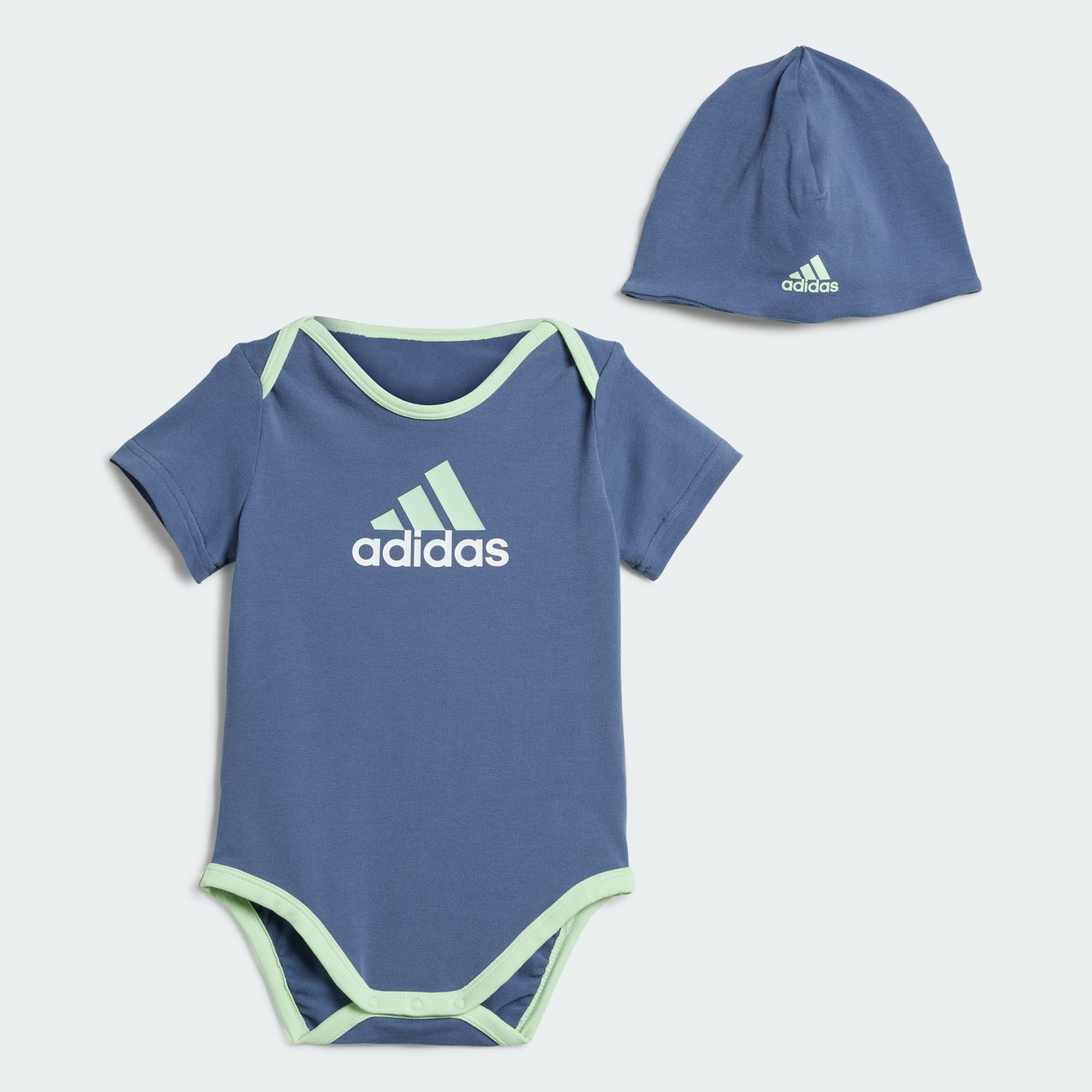 Clothing Essentials Big Logo Bodysuit and Beanie Gift Set Kids Blue adidas South Africa