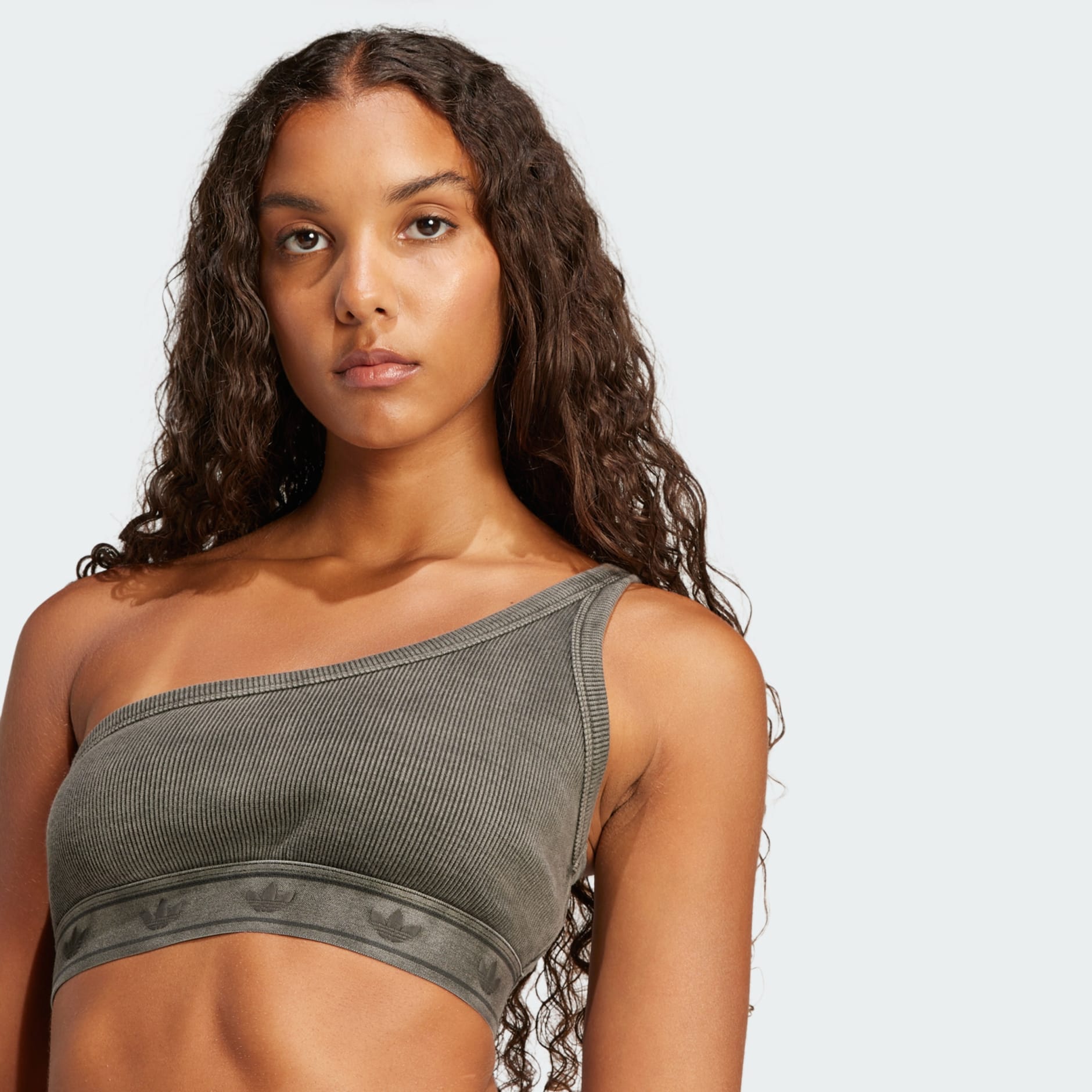 Clothing - Ribbed One-Shoulder Top - Black | adidas South Africa