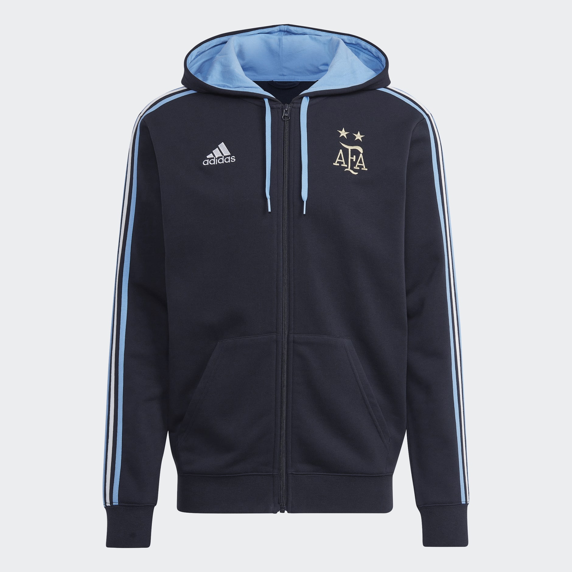 Adidas Argentina 3-Stripes Full-Zip Hoodie - Black | Adidas QA