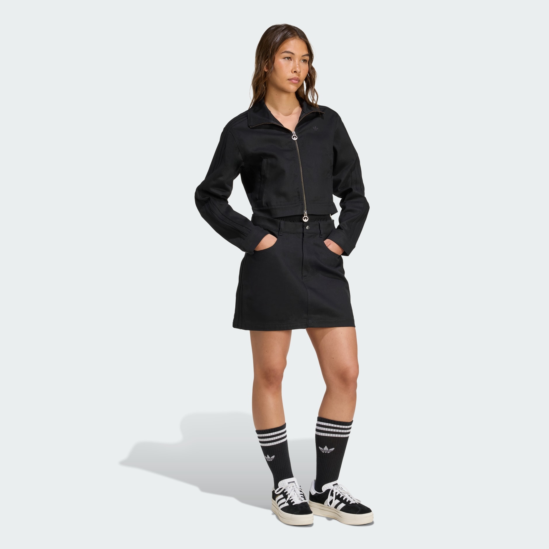 CLOTHING - Firebird Twill Crop Track Top - Black | adidas Oman