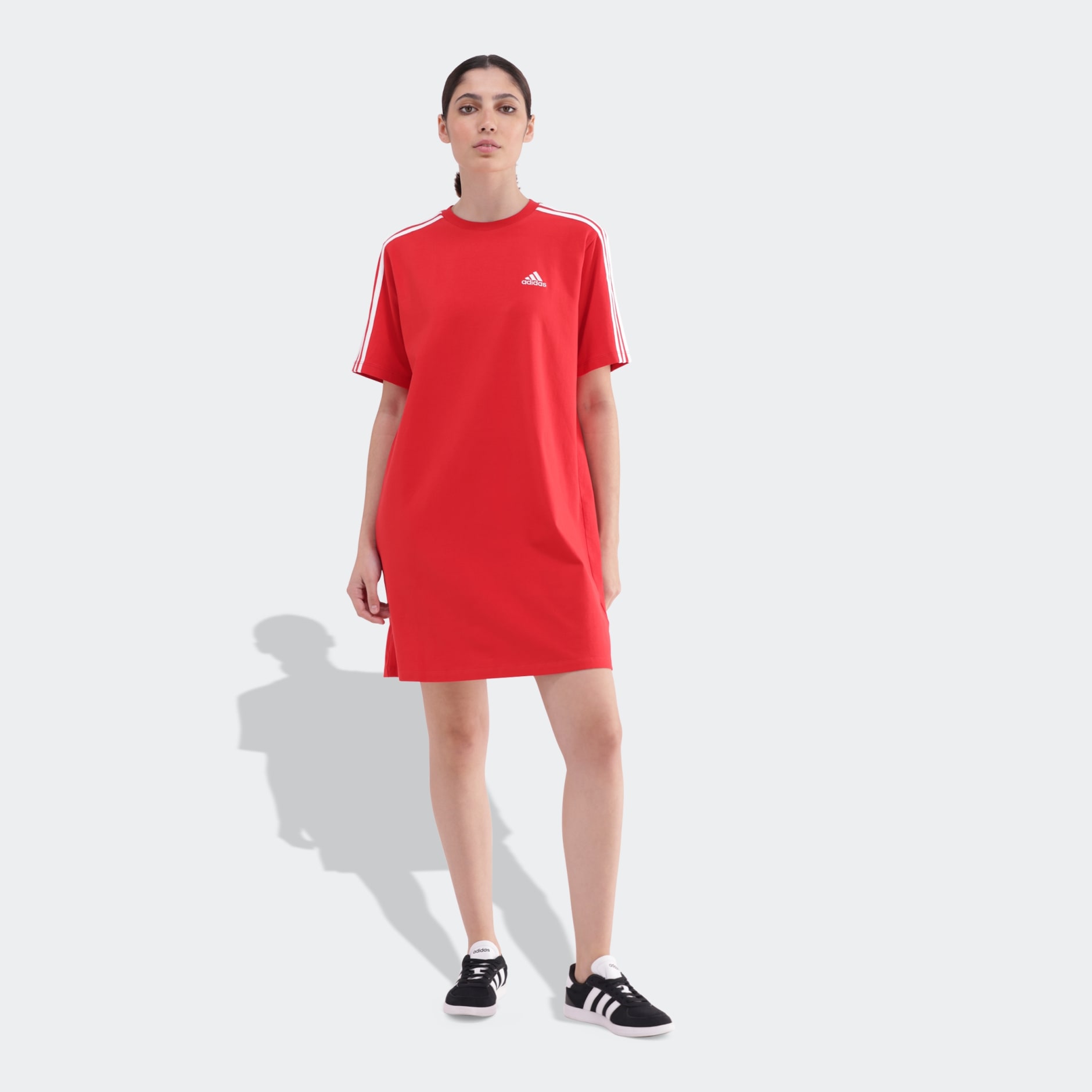 Adidas t shirt dress red on sale