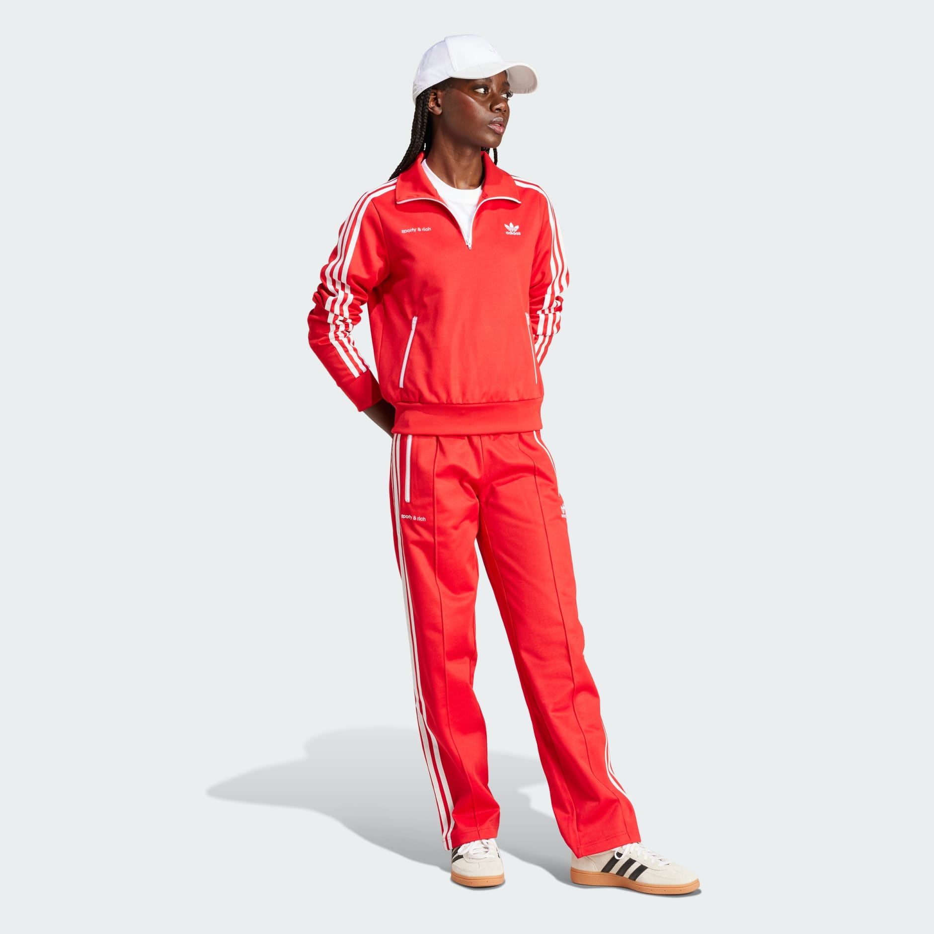 トップス adidas SPORTY&RICH HALF-ZIP TRACK JACKET adidas x Sporty & Rich Track Quarter Zip Navy/White - SS24 - US