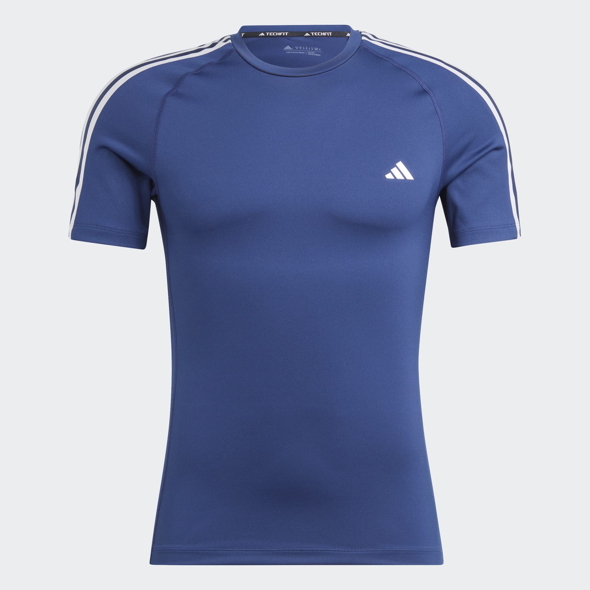 Men's Clothing - Techfit 3-Stripes Training Tee - Blue | adidas Egypt