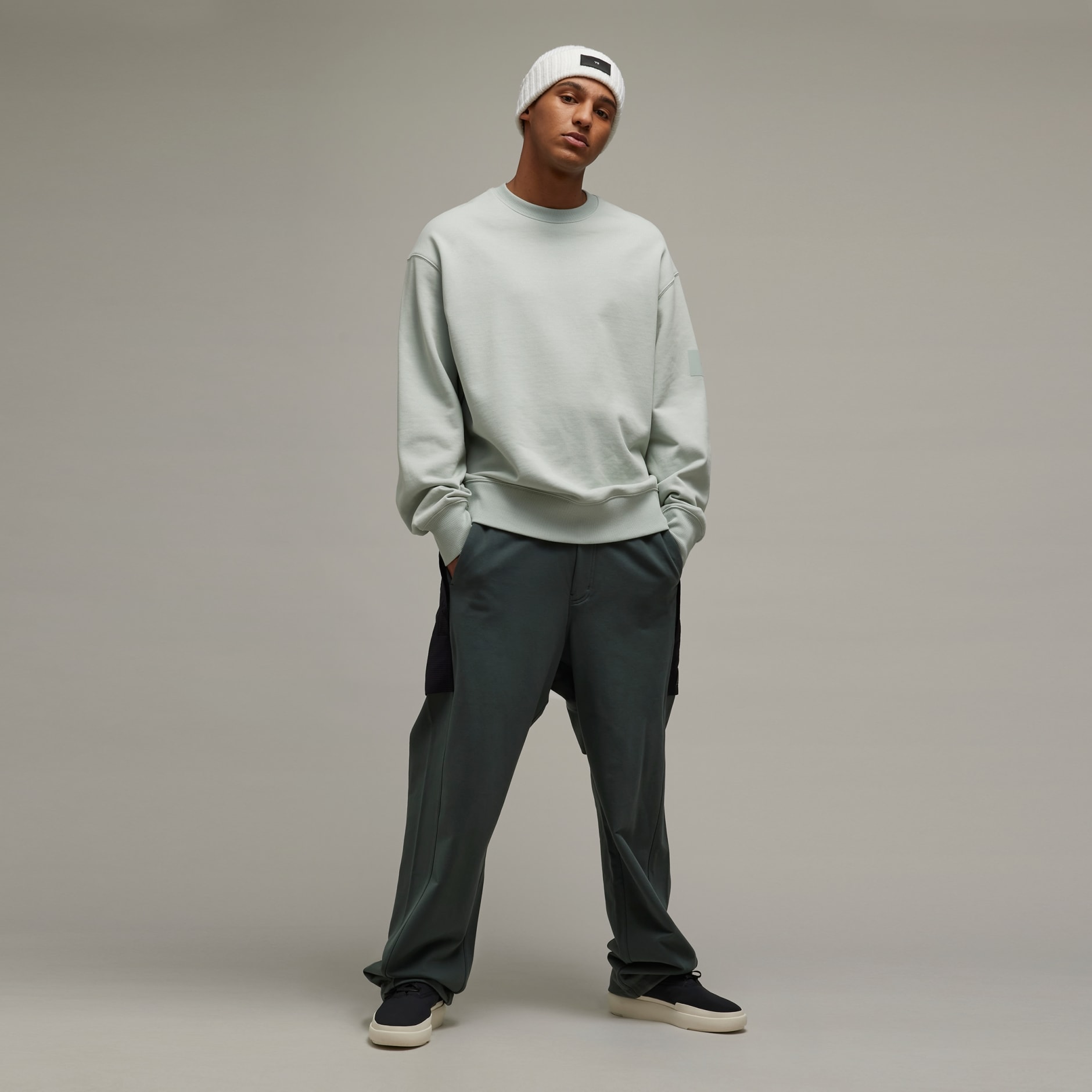 All products - Y-3 Organic Cotton Terry Crew Sweater - Grey | adidas ...