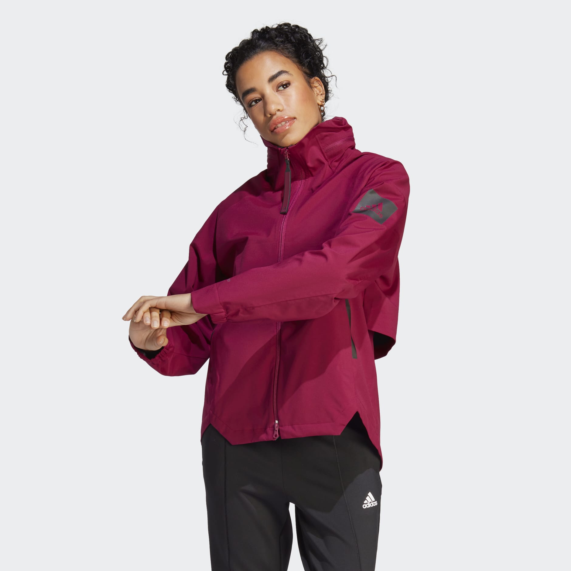 Clothing - MYSHELTER RAIN.RDY Jacket - Burgundy | adidas South Africa