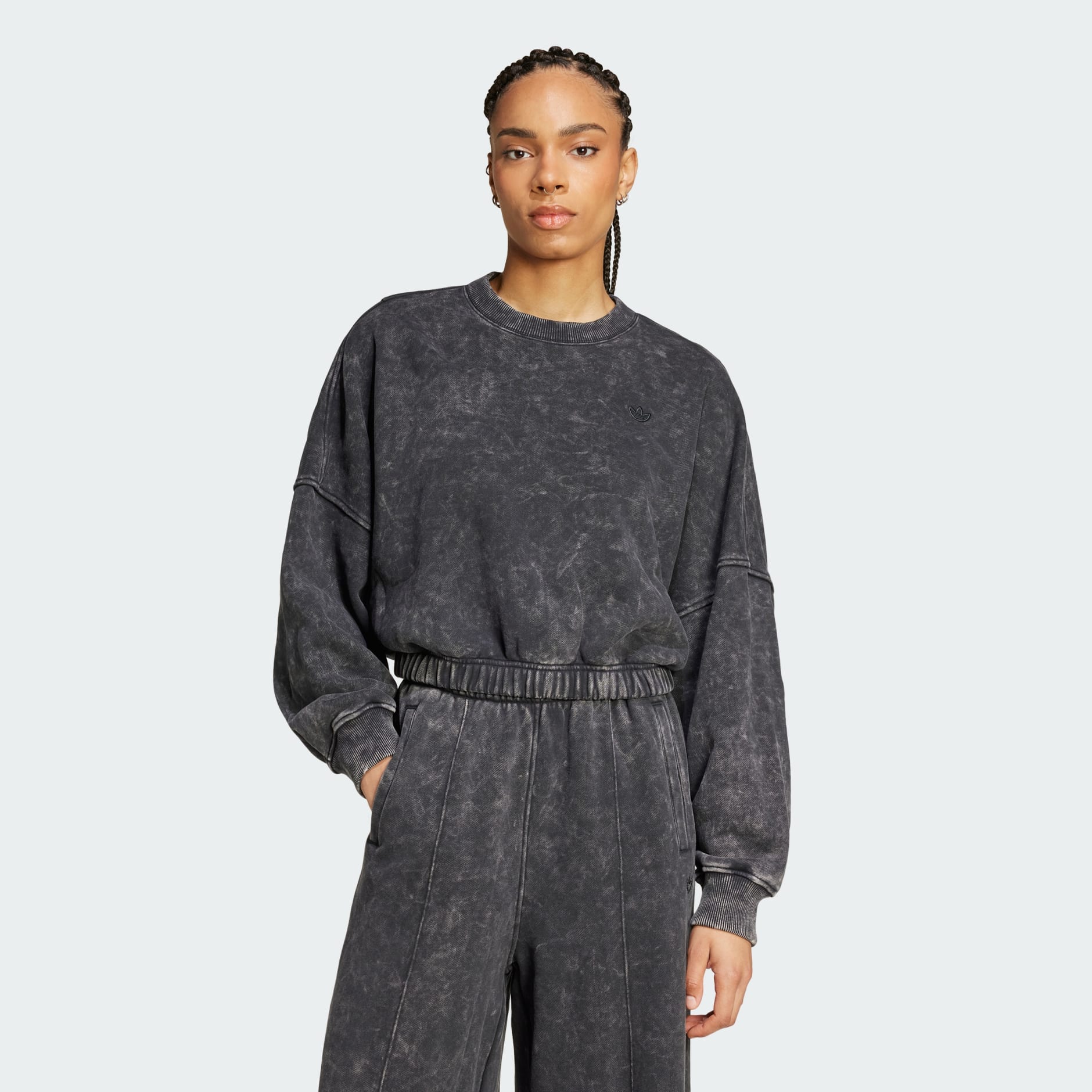 adidas Premium Essentials Washed Oversized Sweatshirt Black adidas GH