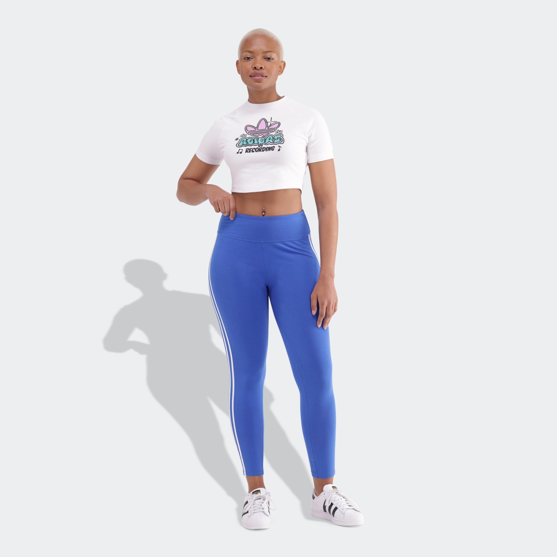 Adidas Originals 3s Legging W Blue Women s Bottoms Xs Cotton Blend