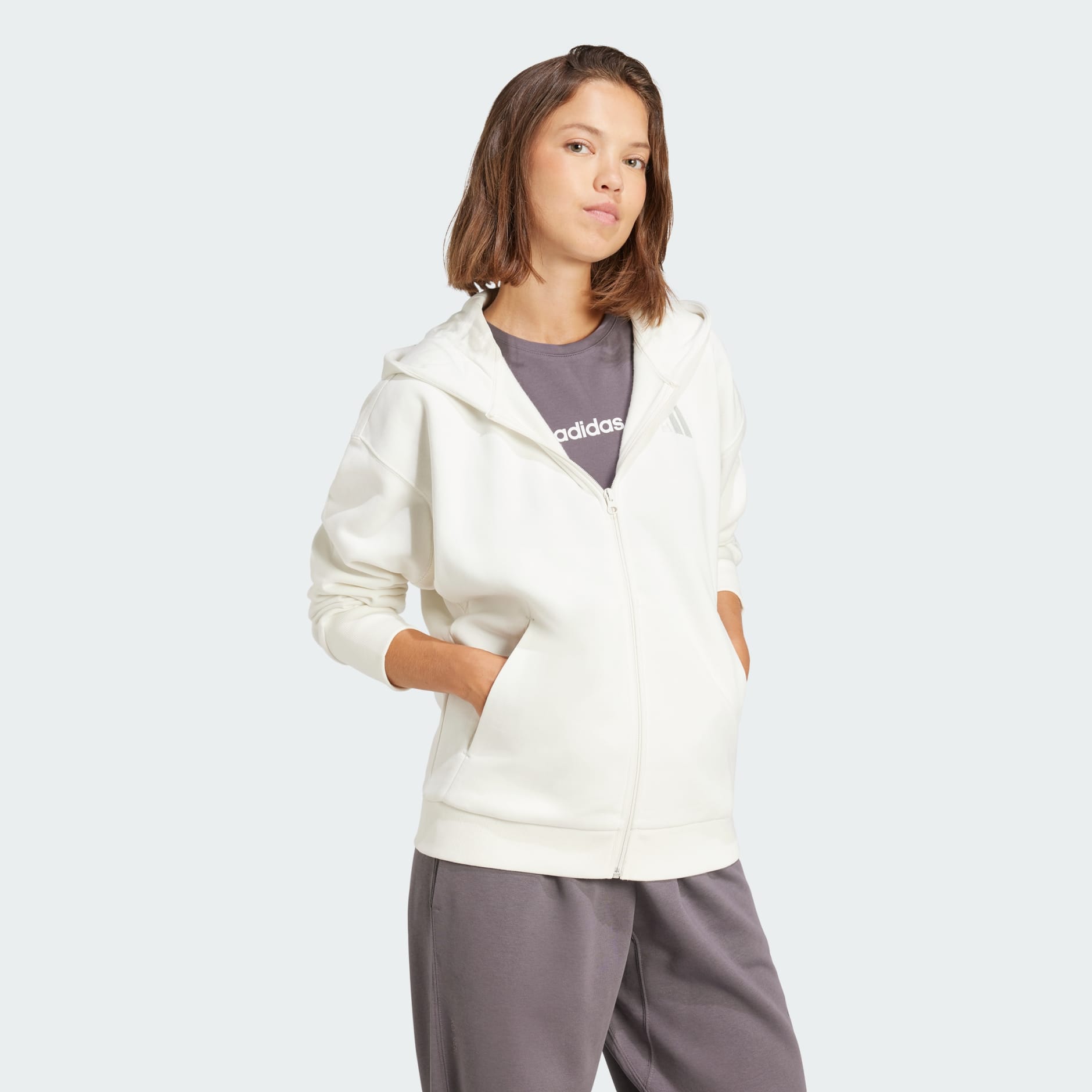 CLOTHING - ALL SZN Fleece Full-Zip Hoodie - White | adidas Oman