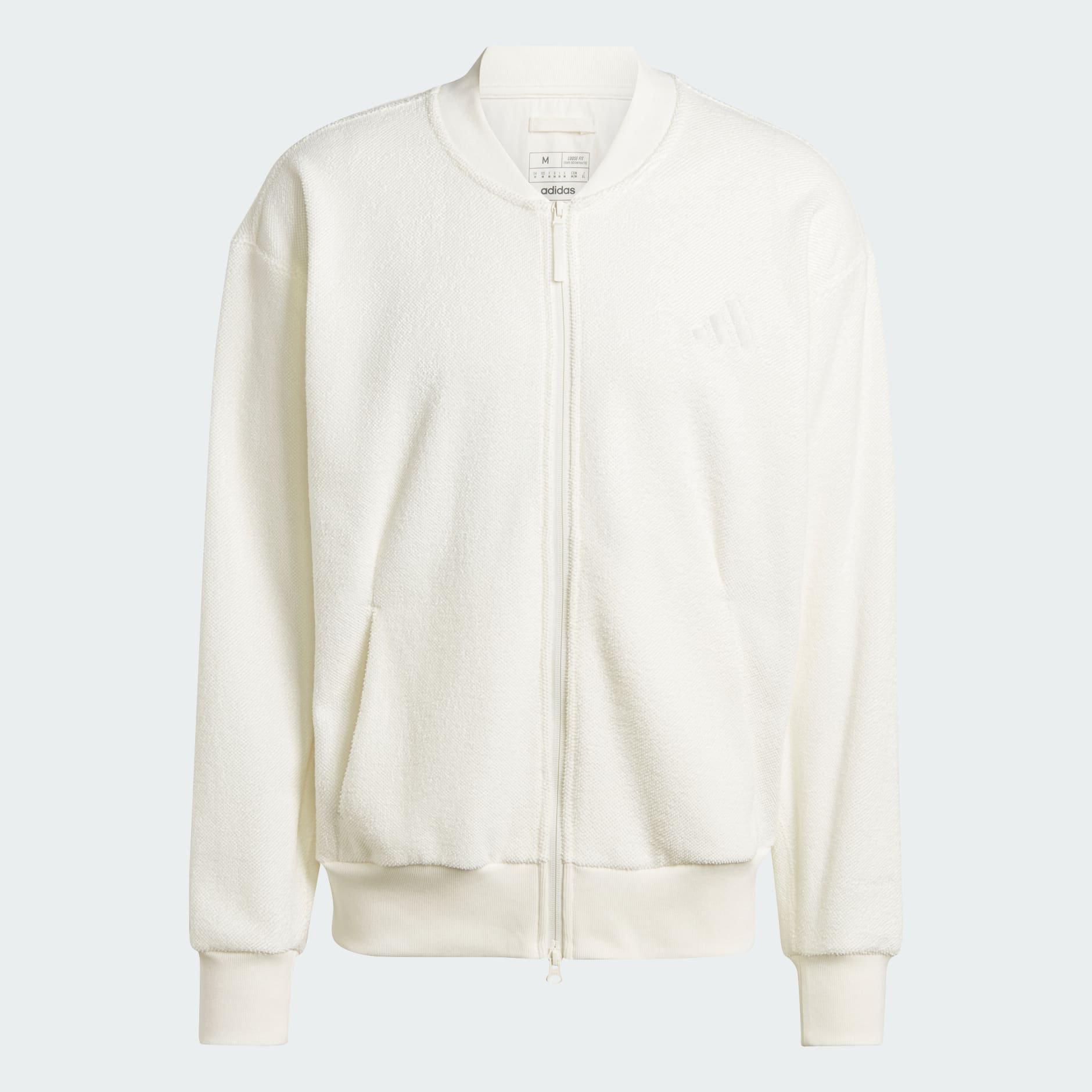 Adidas white bomber jacket hotsell