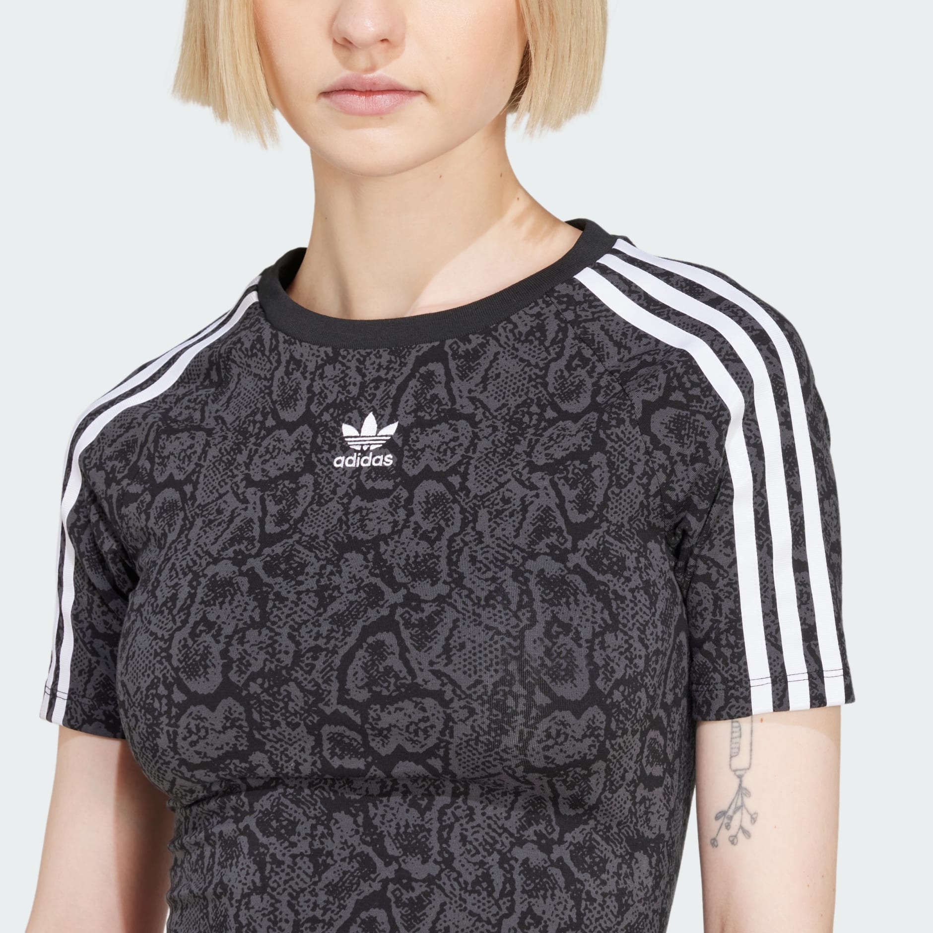CLOTHING - Snakeskin 3-Stripes Baby Tee - Black | adidas Oman