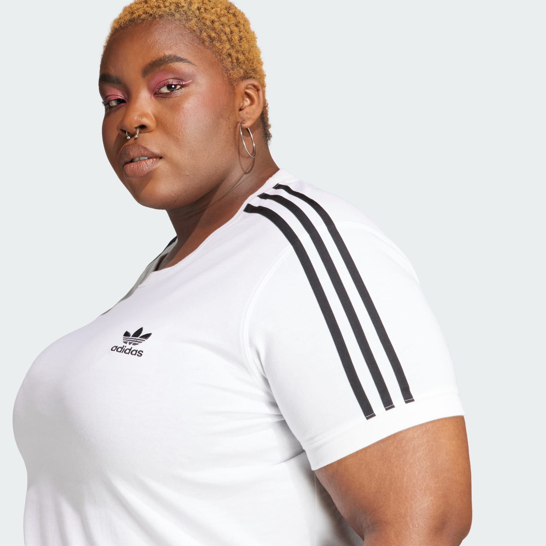 adidas Adicolor Classics 3-Stripes Tee (Plus Size) - White | adidas LK