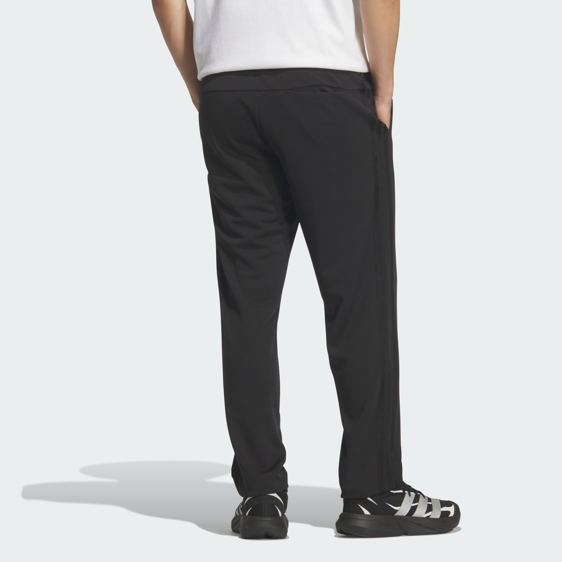 三間標準剪裁雙面針織開衩褲腳運動長褲