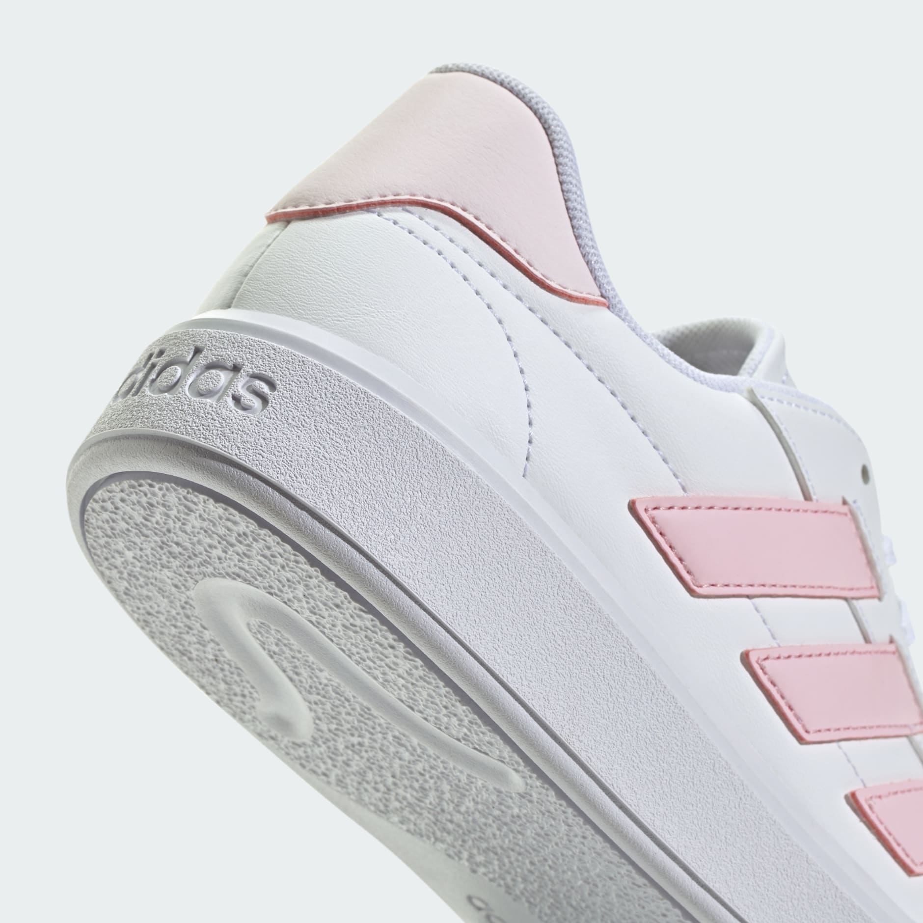 Adidas white shoes with best sale pink stripes