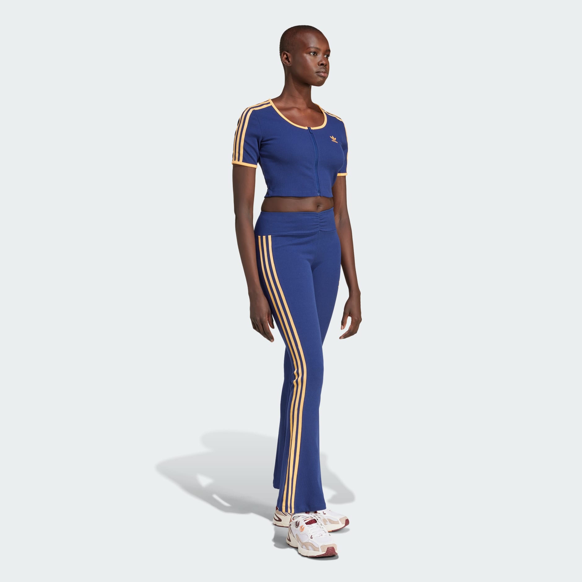 adidas adidas Originals Rib Short Sleeve Full-Zip Top - Blue
