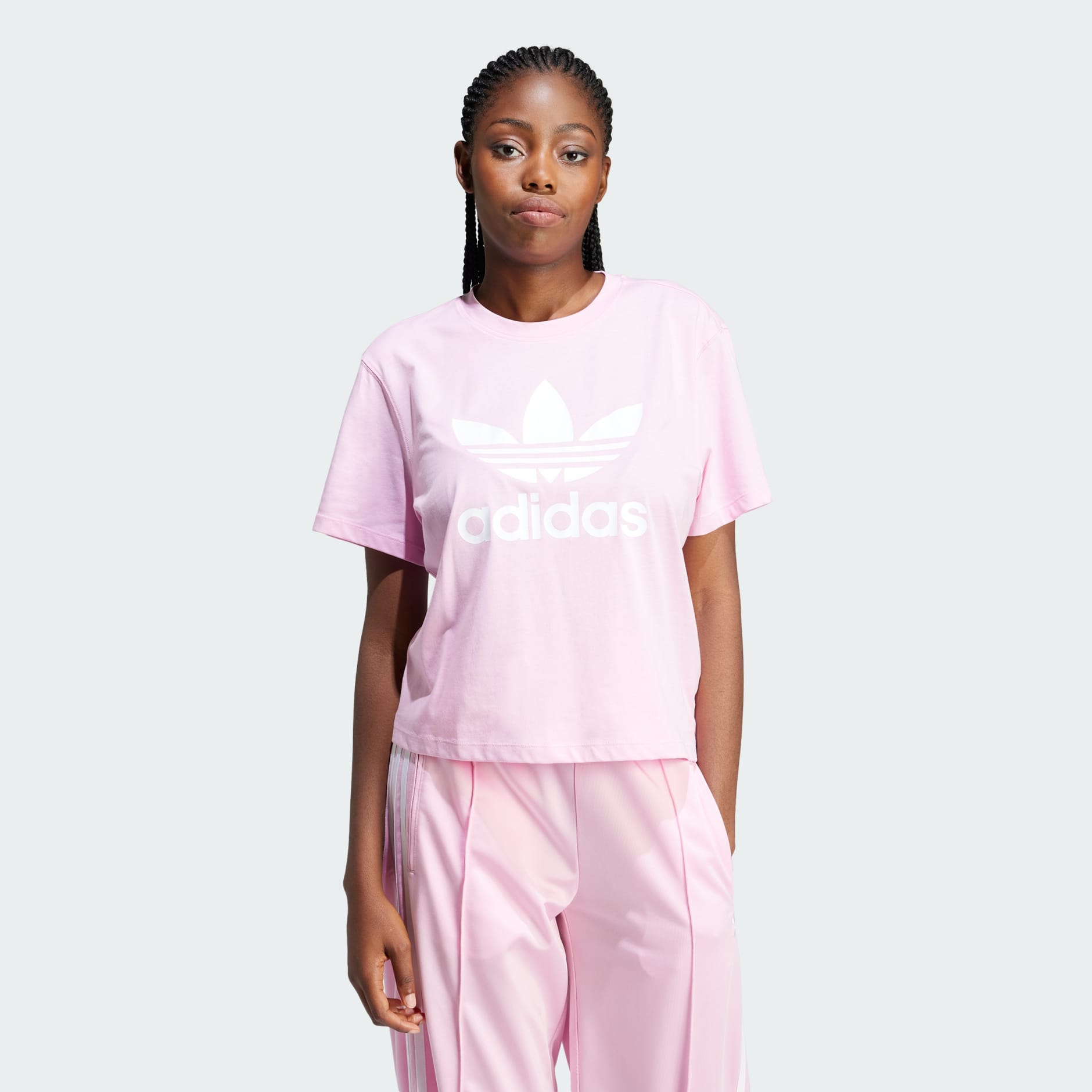 adidas Adicolor Trefoil Boxy Tee - Pink | adidas UAE