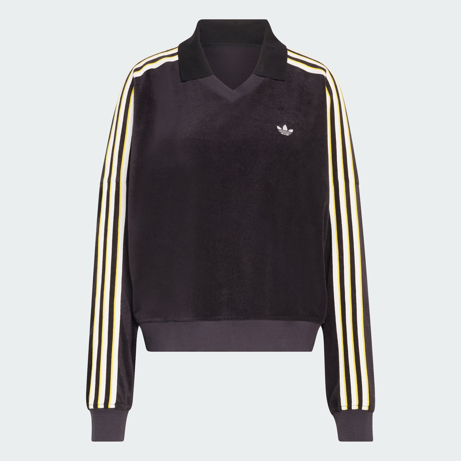 BLUZĂ POLO TERRY TOWEL CU GULER &Icirc;N V ȘI M&Acirc;NECĂ LUNGĂ