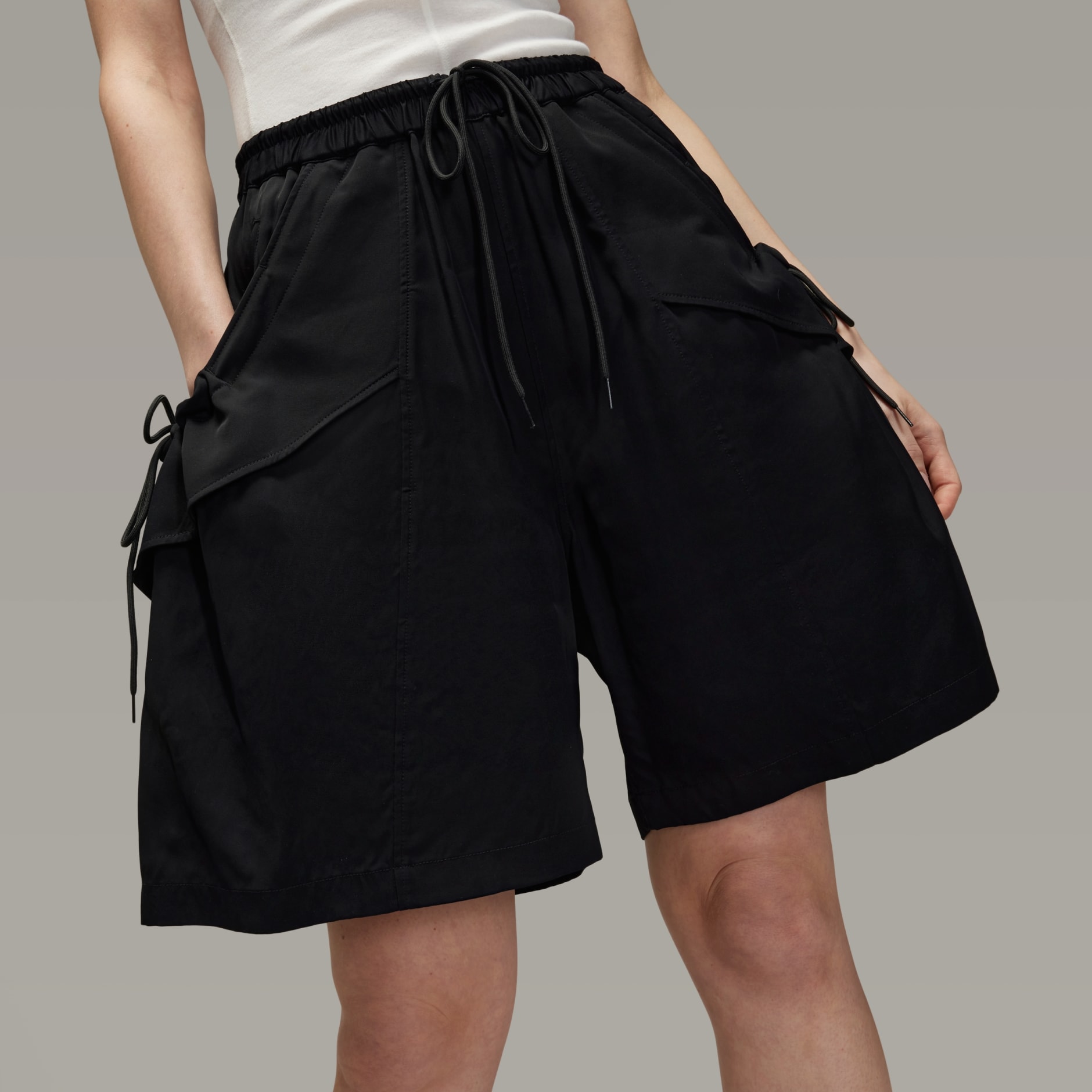 Y-3 Rayon Twill Shorts - Black | adidas Hong Kong